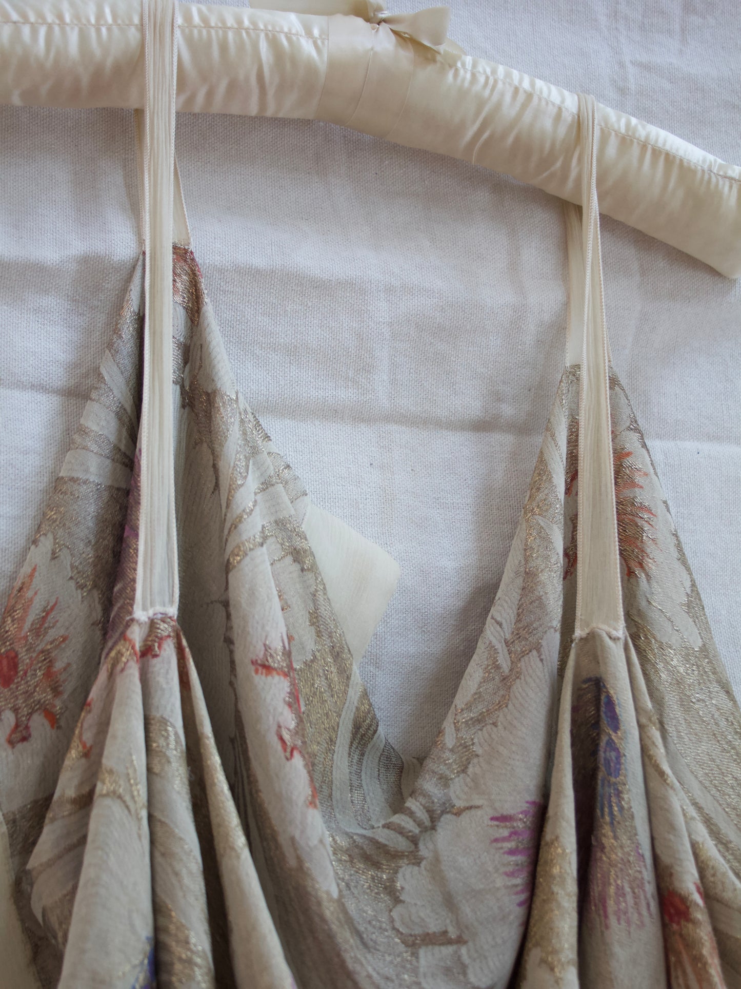 1930s Floral Lamé Chiffon Shawl W* Shoulder Straps