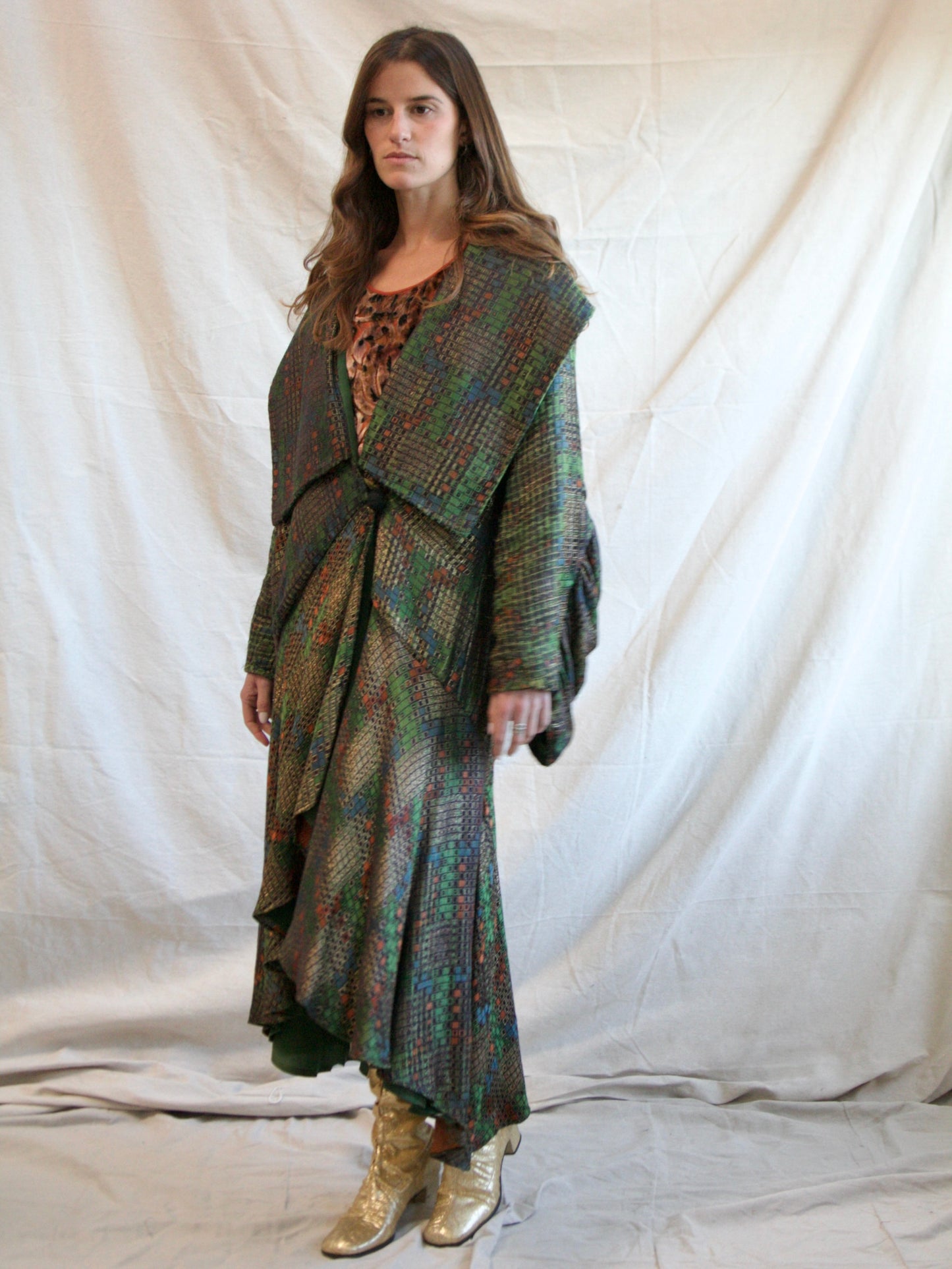 Antique 1920s Geometric Lamé Cocoon Evening Coat