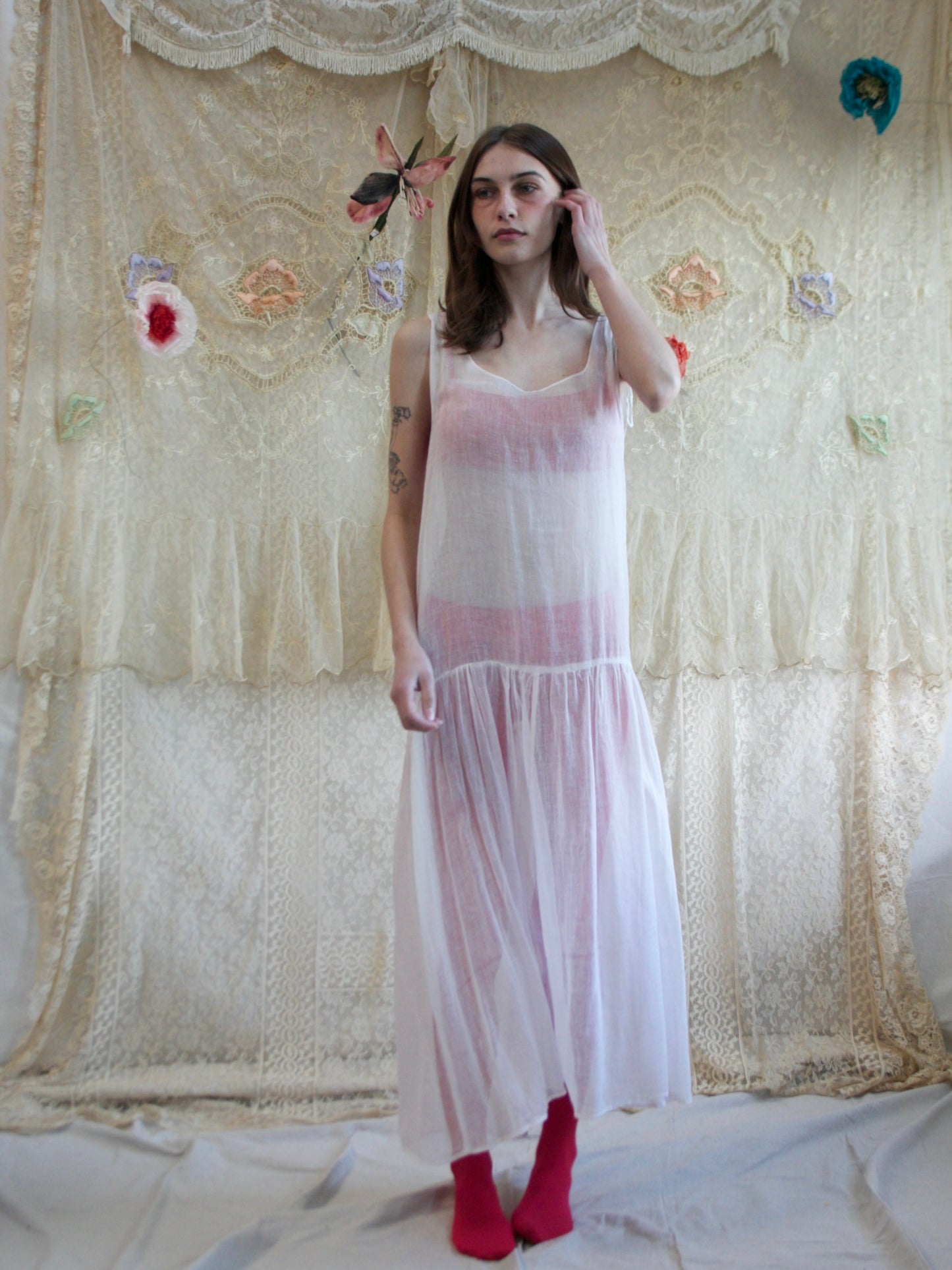 Antique Cotton Gauze Drop Waist Dress