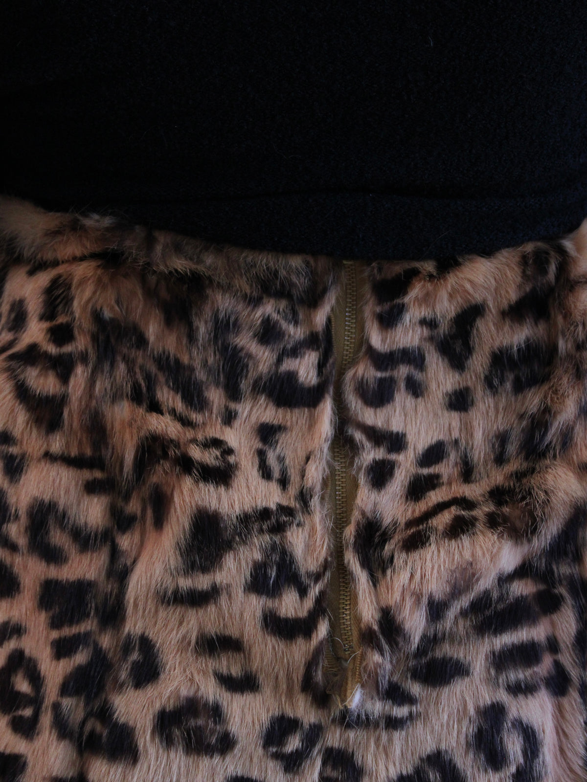 Deadstock 1960s Leopard Stenciled Rabbit Fur Skirt