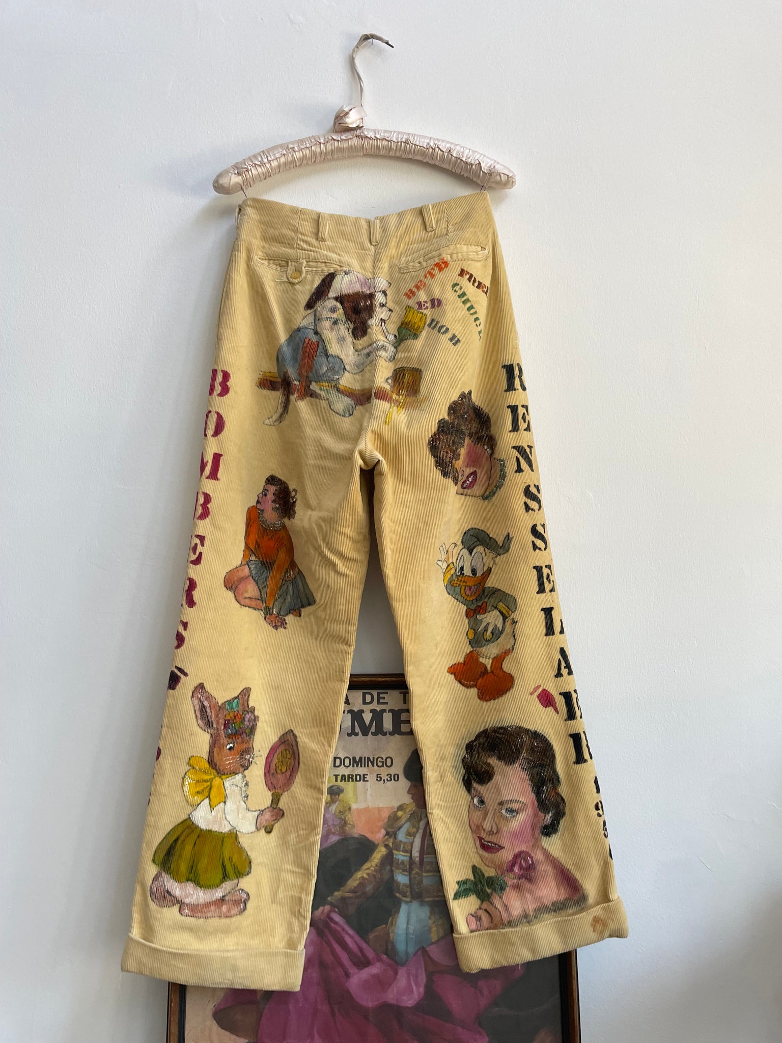 Rare 1956 'Rensselaer Bombers' Indiana Senior Cords Hand Drawn/ Hand Painted Pants