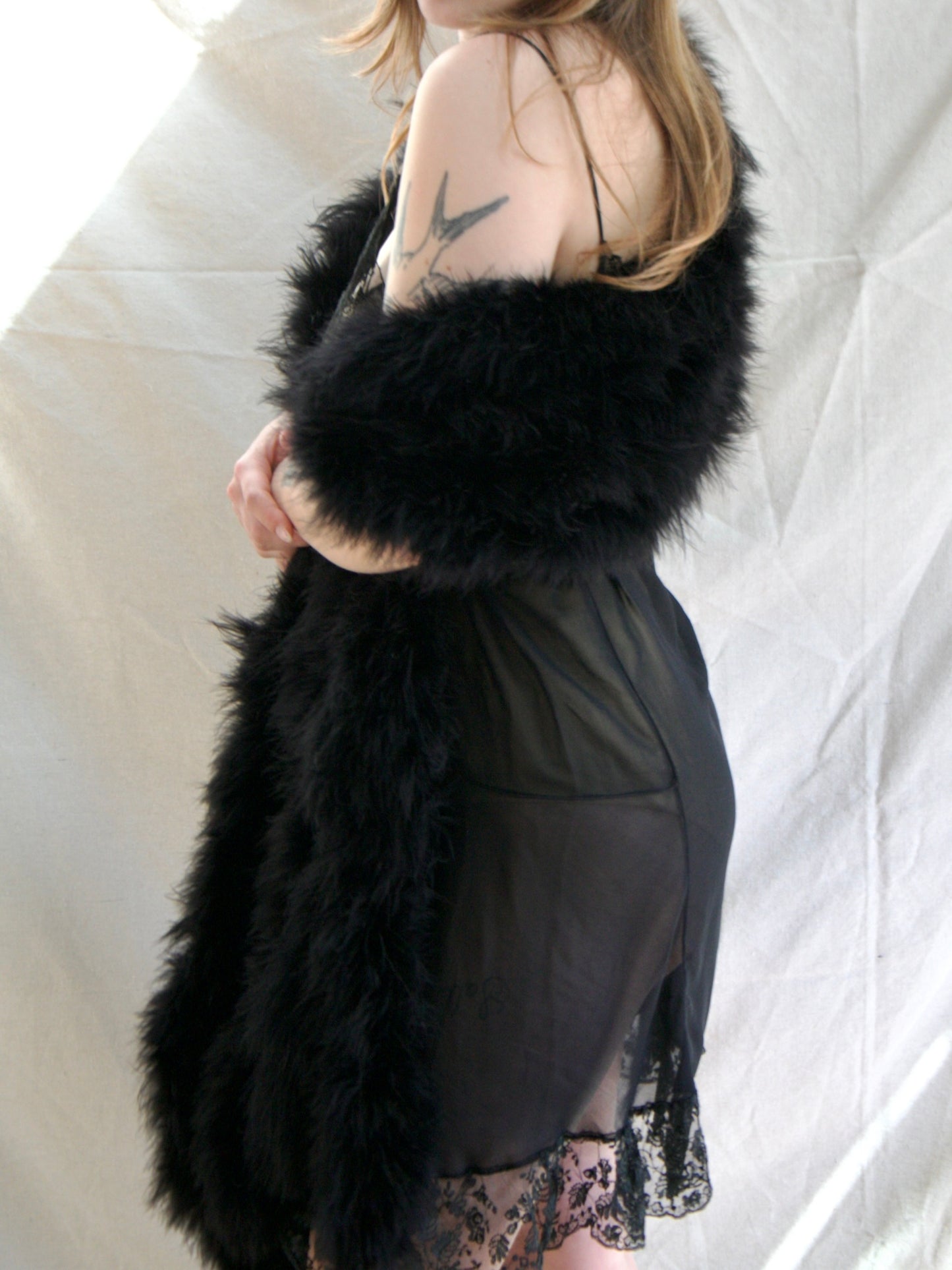 1930s Hollywood Marabou Feather 5-Strand Boa Wrap