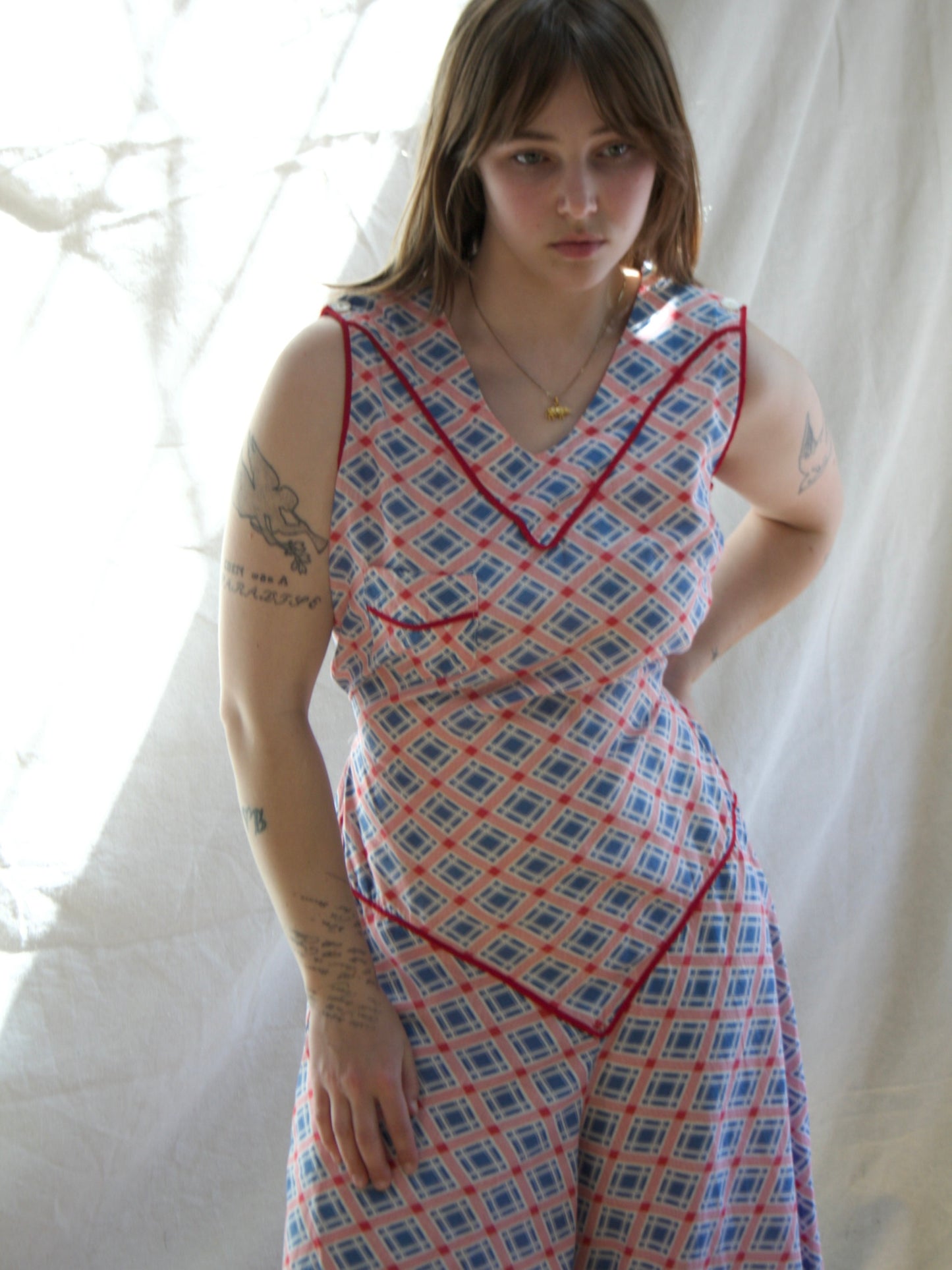 1920s Deco Cotton Drop Waist Palazzo Beach Pajamas