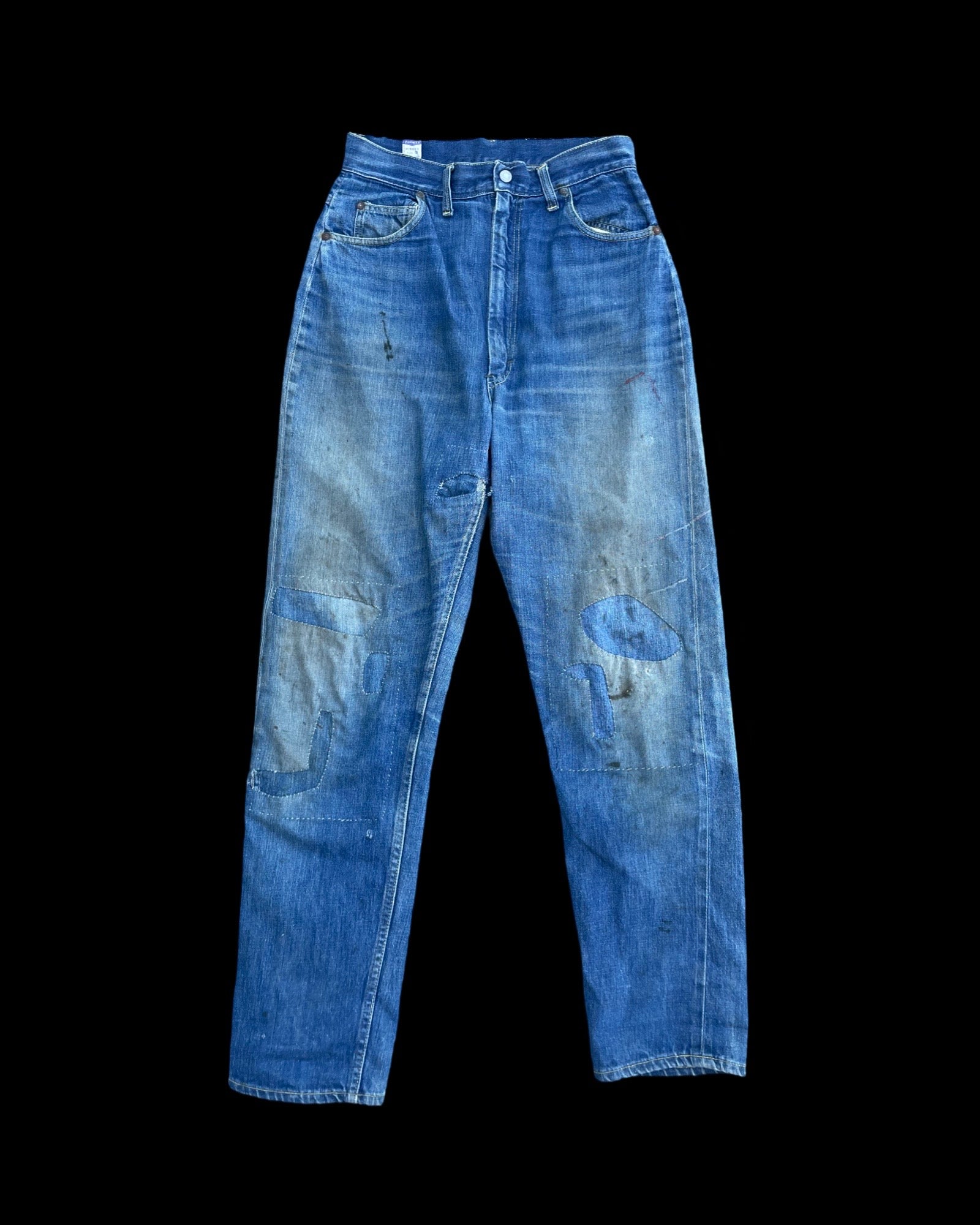 1950s Penny's Foremost 'Levis 701 Style' Mended High Wast Ladies Selvedge Denim