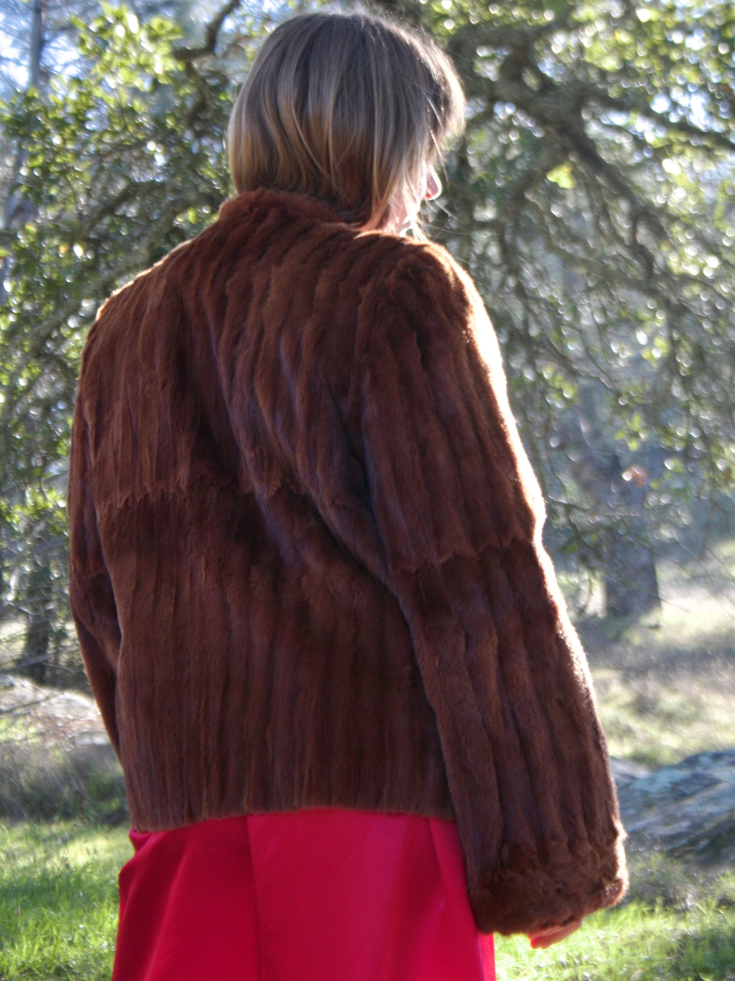 1940s Mink Strong Shoulder Bell Sleeve Coat