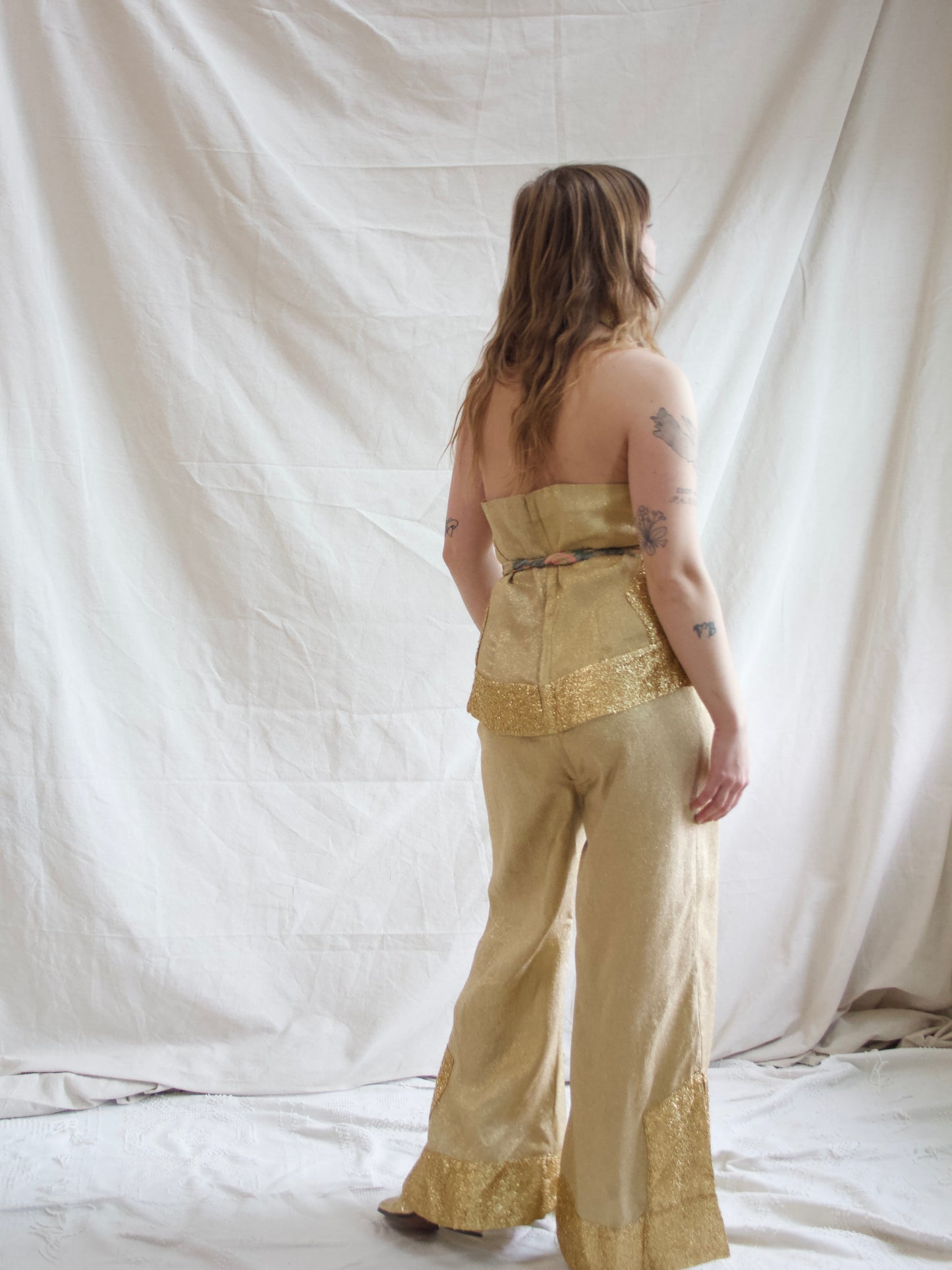 1950s Lurex Palazo Pant Halter Jumpsuit