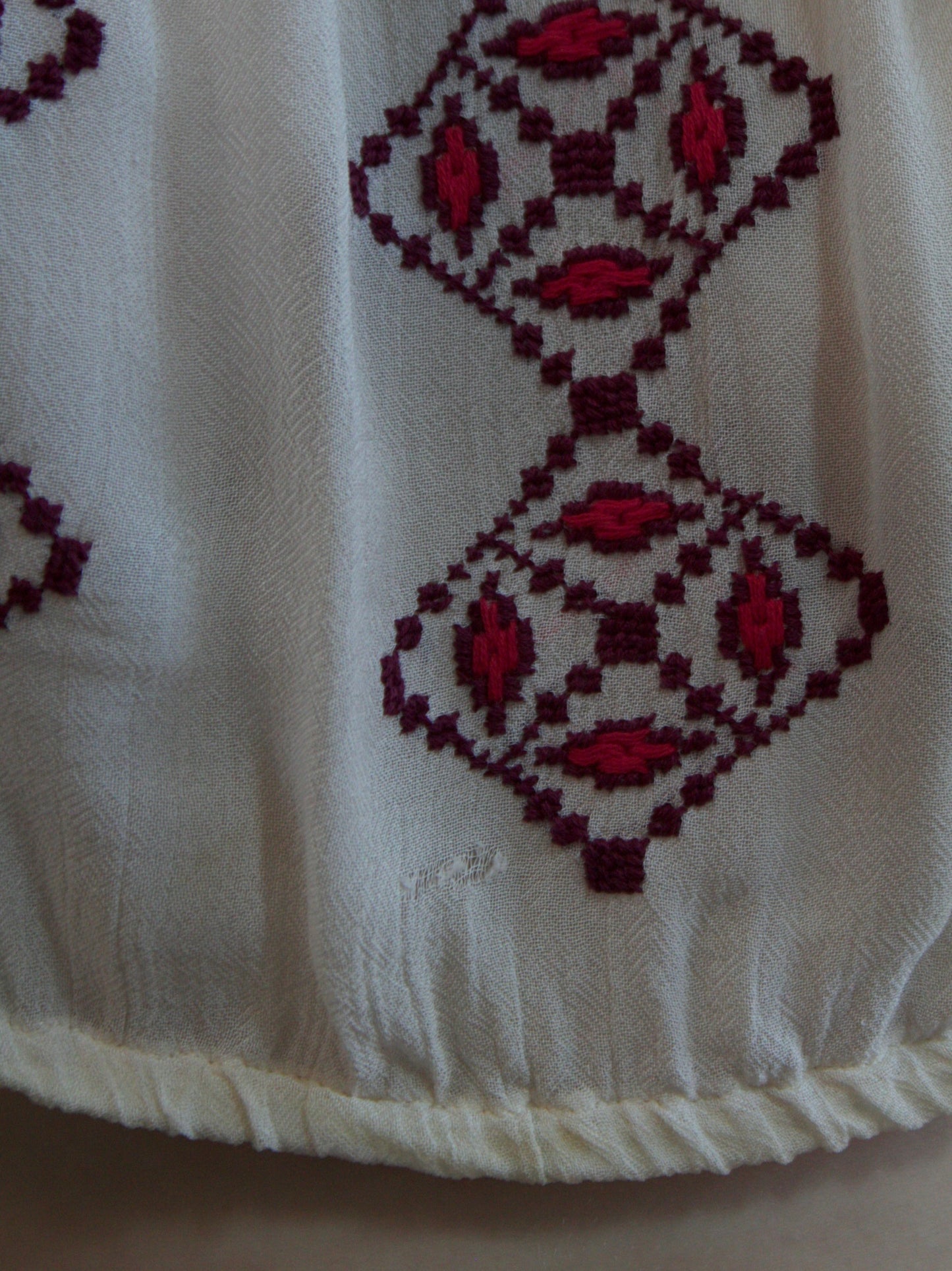 Antique Fine Poet Sleeve Romanian Embroidered Cropped Blouse