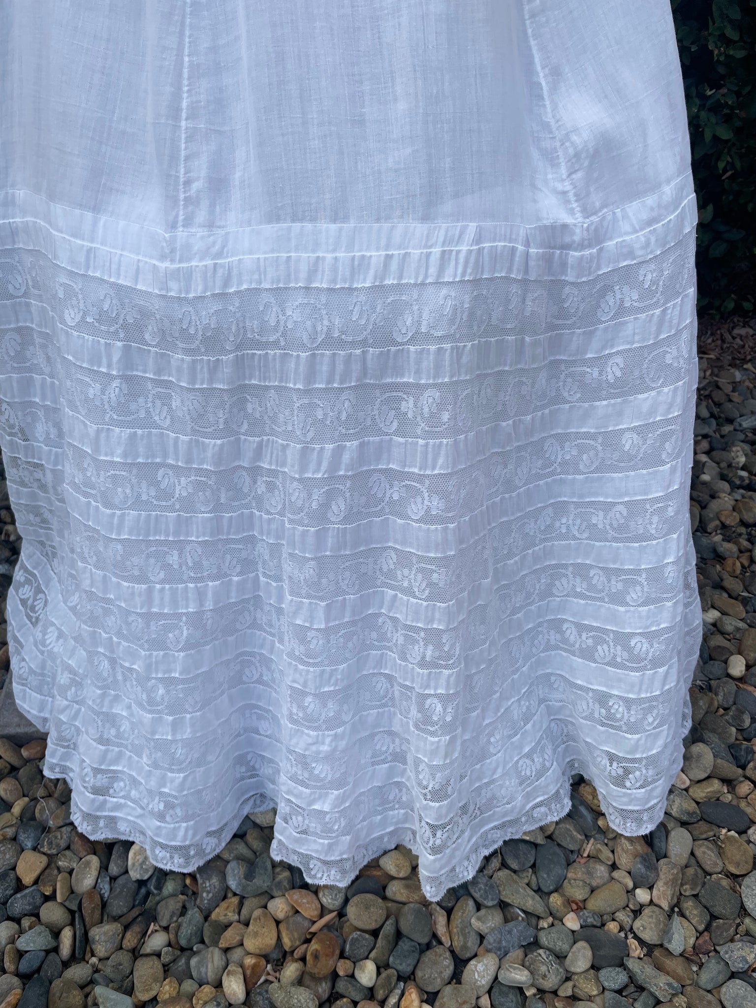 Edwardian Fine Cotton Valenciennes Lace Whitework Dress