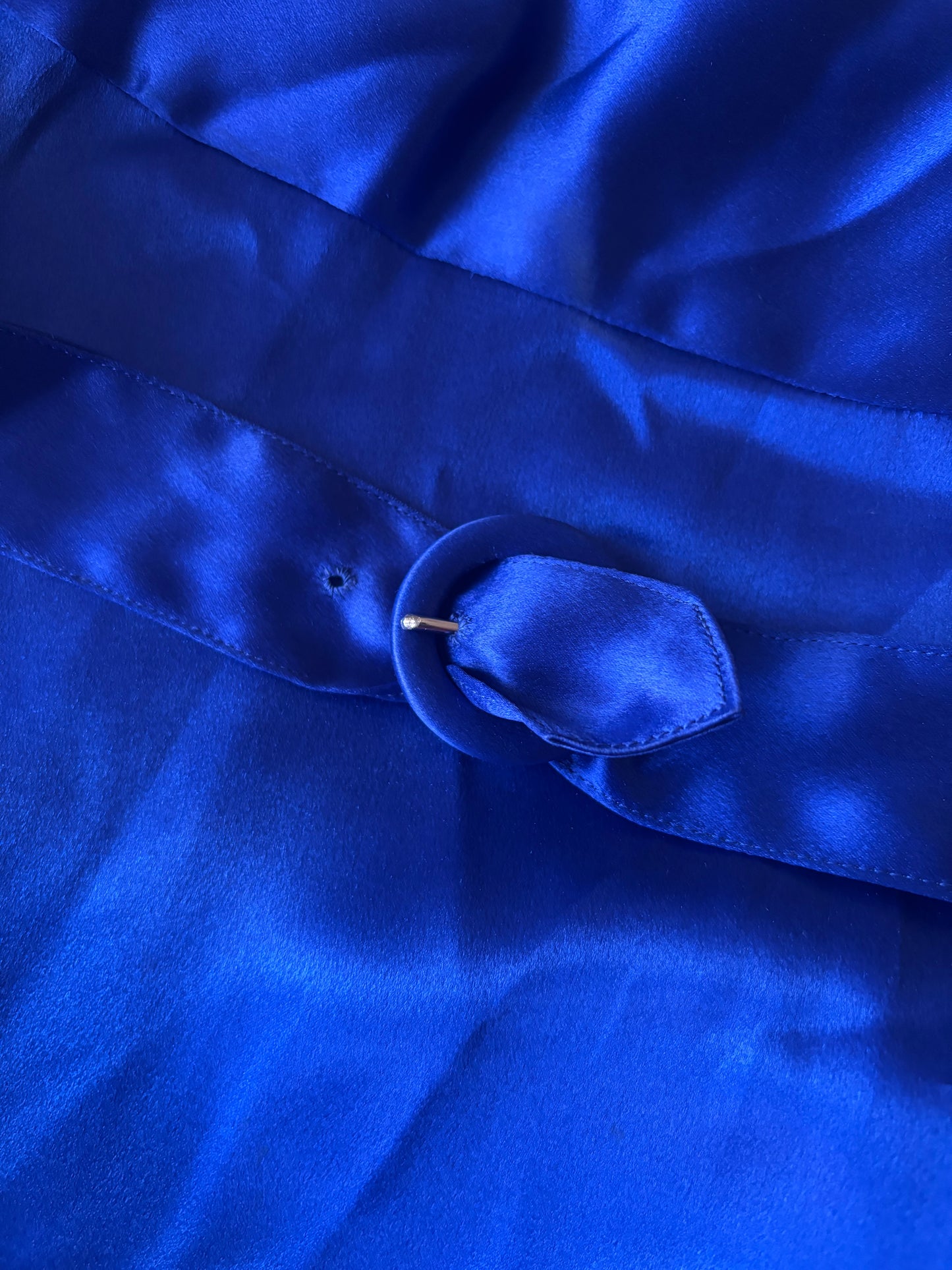 1930s Cobalt Crepe Back Satin Dolman Sleeve Tunic Length Evening Jacket