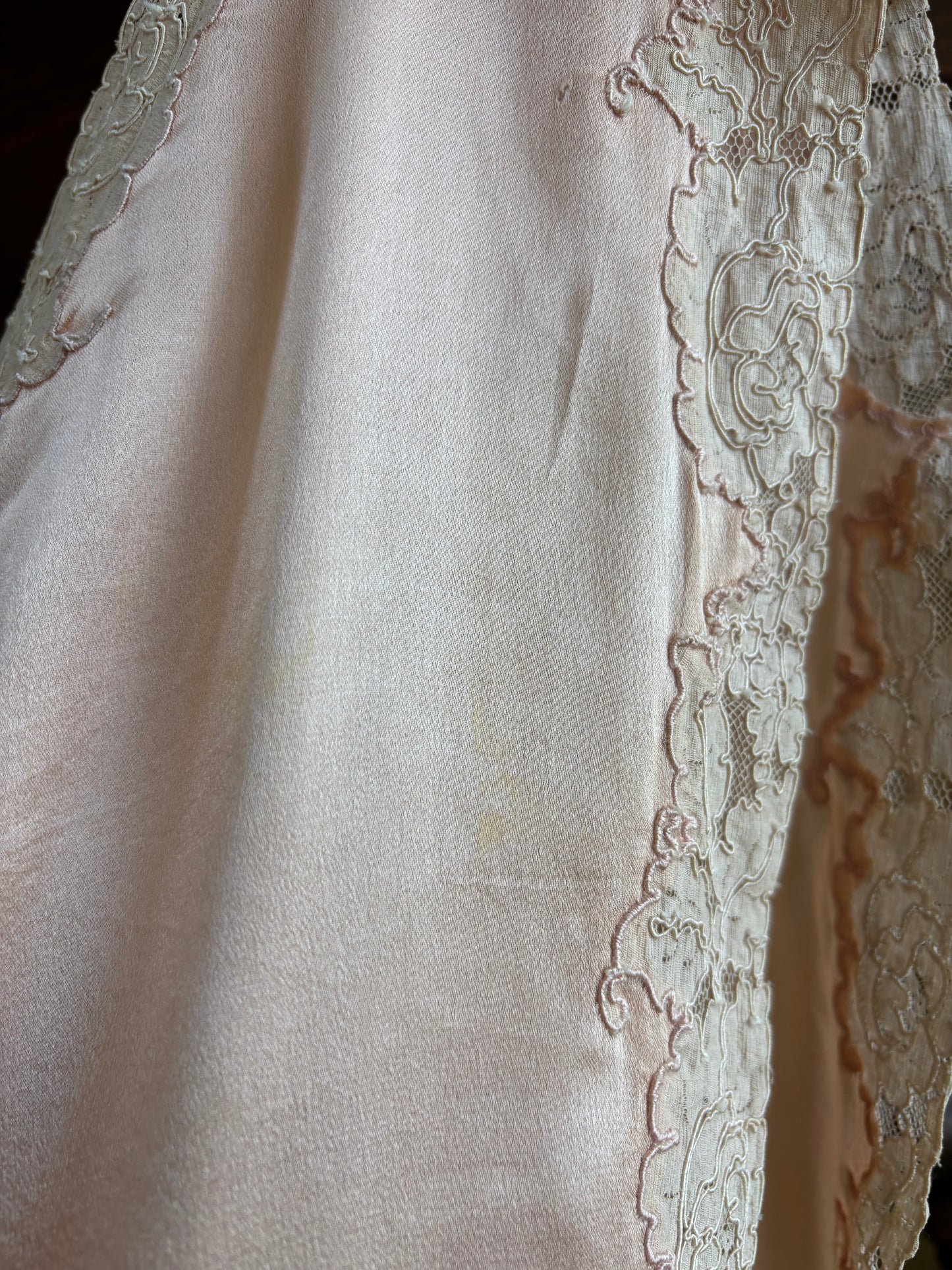 Antique Petal Pink Silk, Lace, & Ribbon-work Boudoir Side Tie Blouse