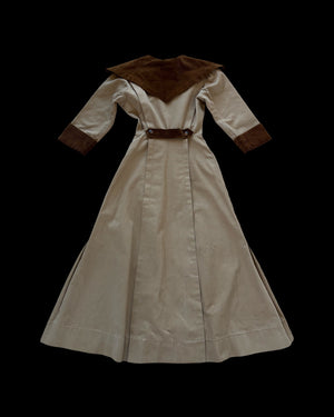 1910s Edwardian Khaki & Corduroy Riding Habit Dress