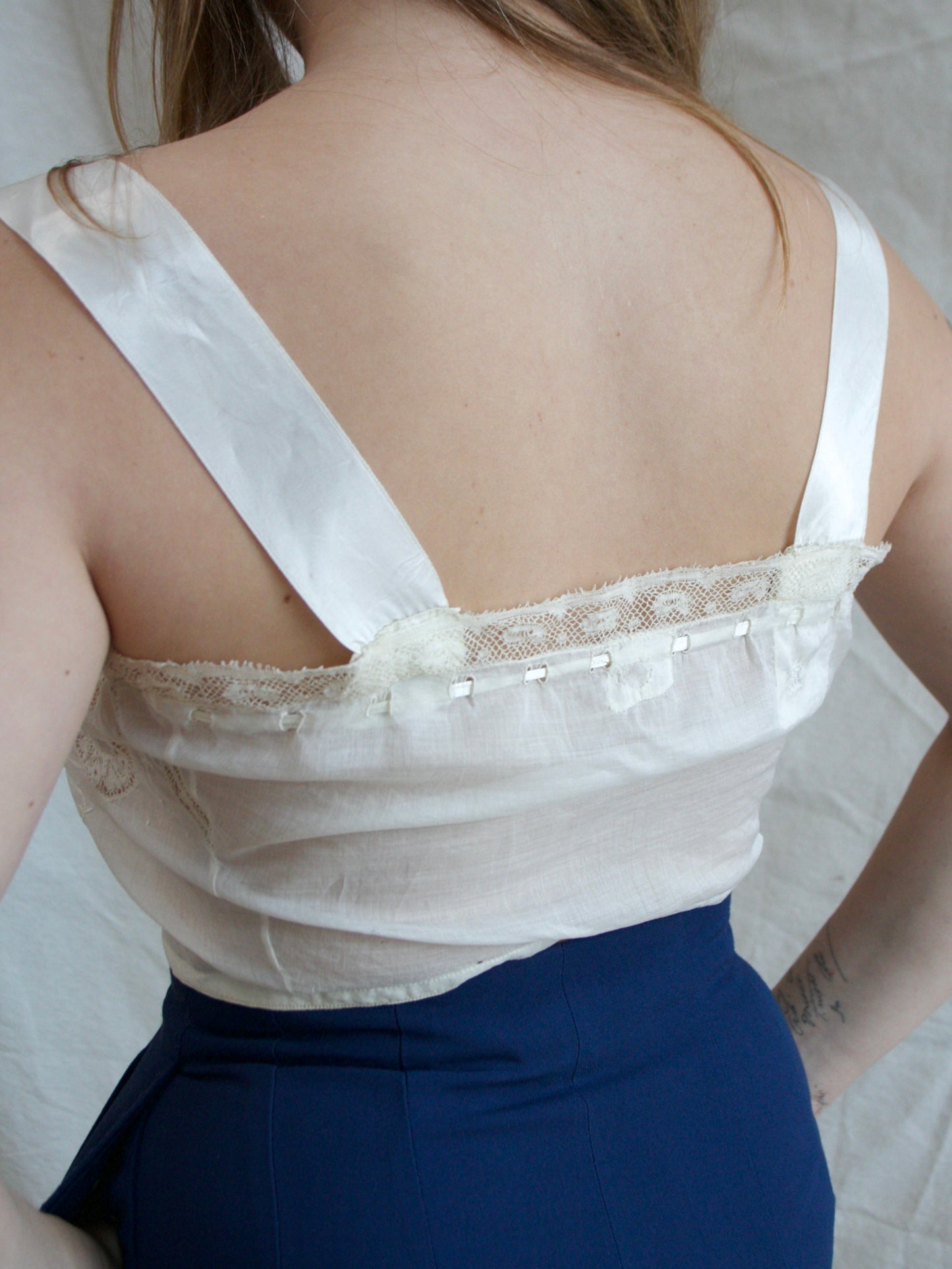 Antique Edwardian Fine Cotton Whitework Corset Cover