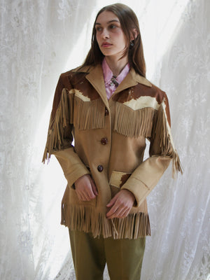 1950s Pony Hair Suede Fringe Western Jacket