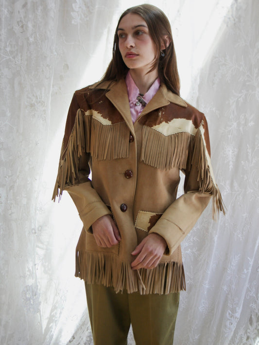 1950s Pony Hair Suede Fringe Western Jacket
