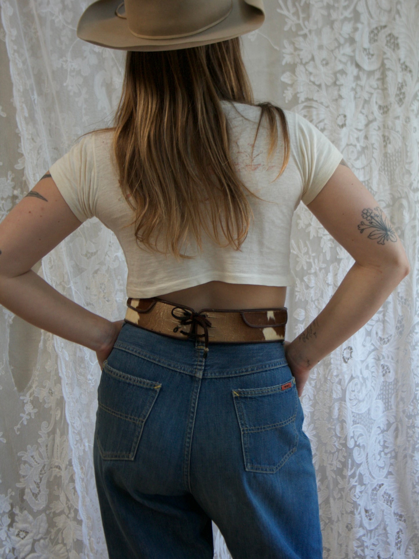 1940s/50s Pony Hair Lace Back Western Waist Belt