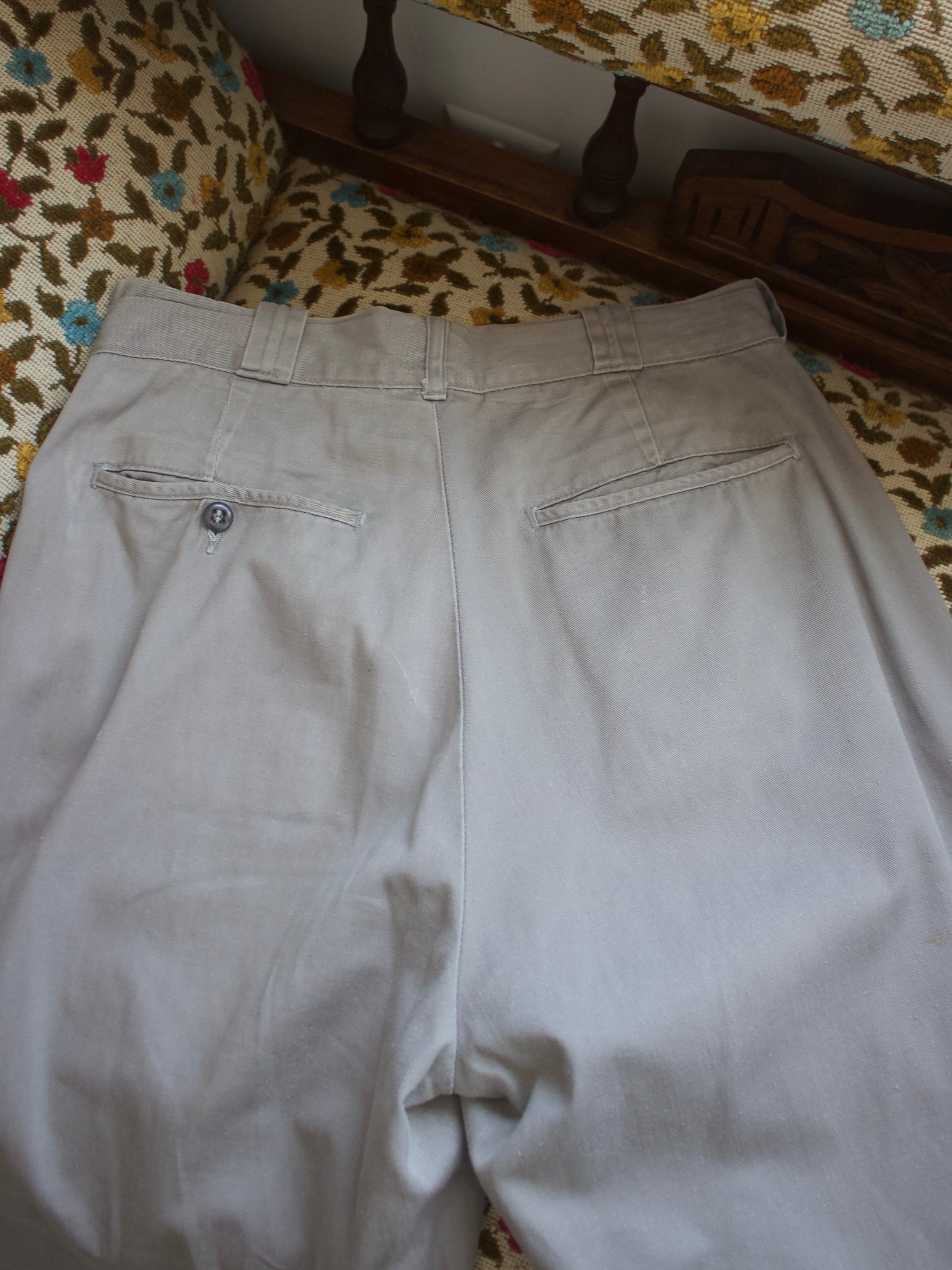 1950s Gray Button Fly Chinos