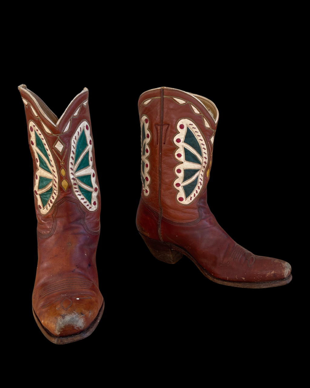 1940s Pull Tab Butterfly Inlay PeeWee Cowboy Boots