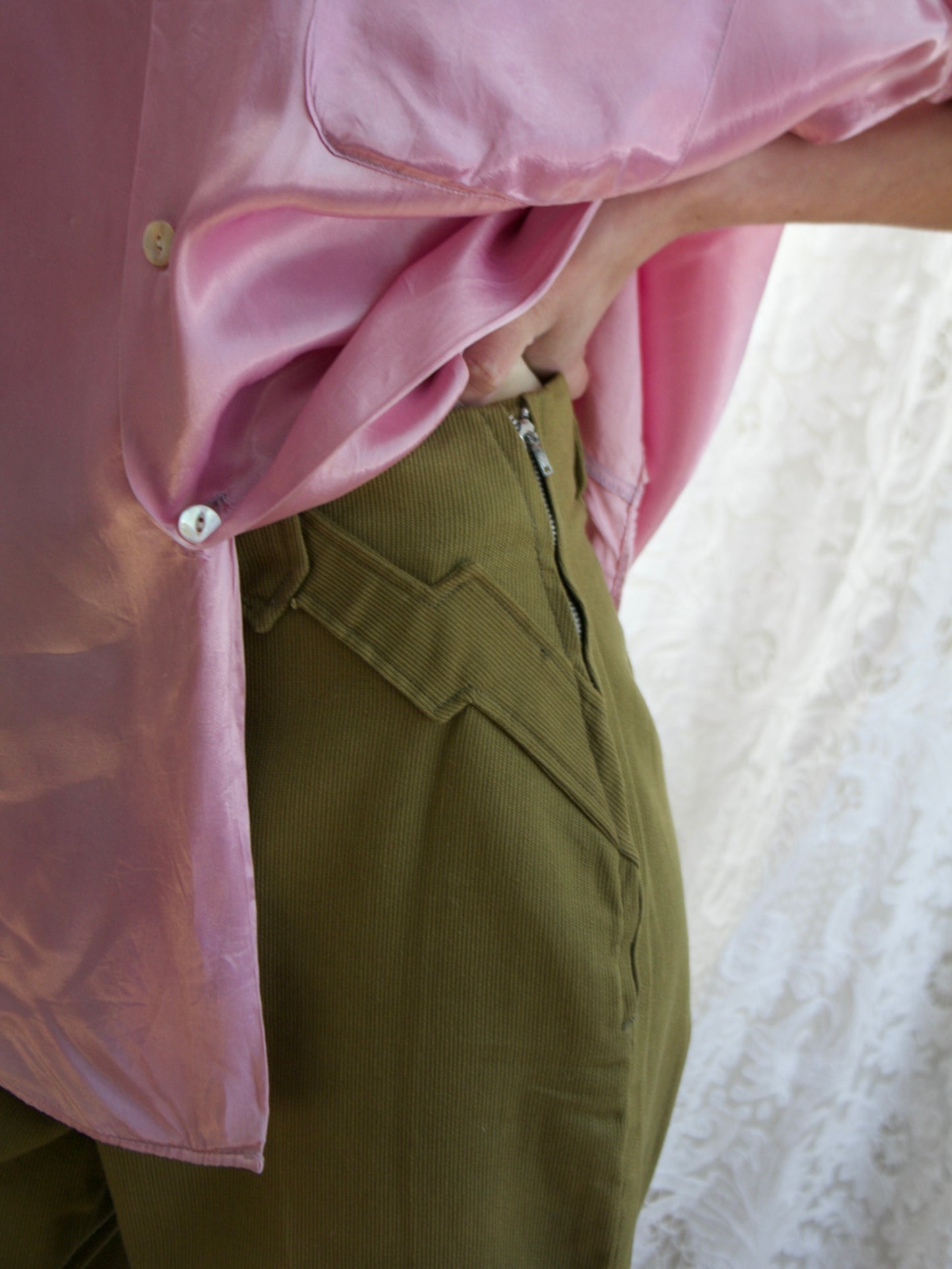1950s Panhandle Slim Pea Green Western Yoke Side Zips