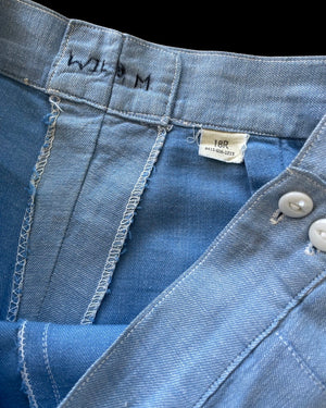1940s Chambray Side Button Drill Shorts