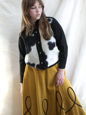 Special 1950s Fuzzy Cow Print Two Tone Shirt