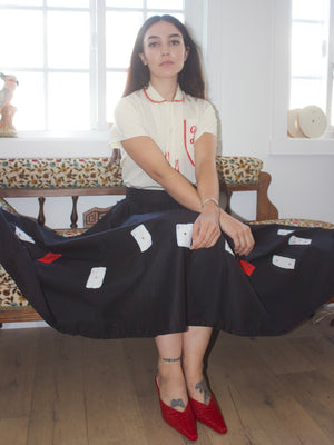 1940s Playing Cards Appliqué Circle Skirt