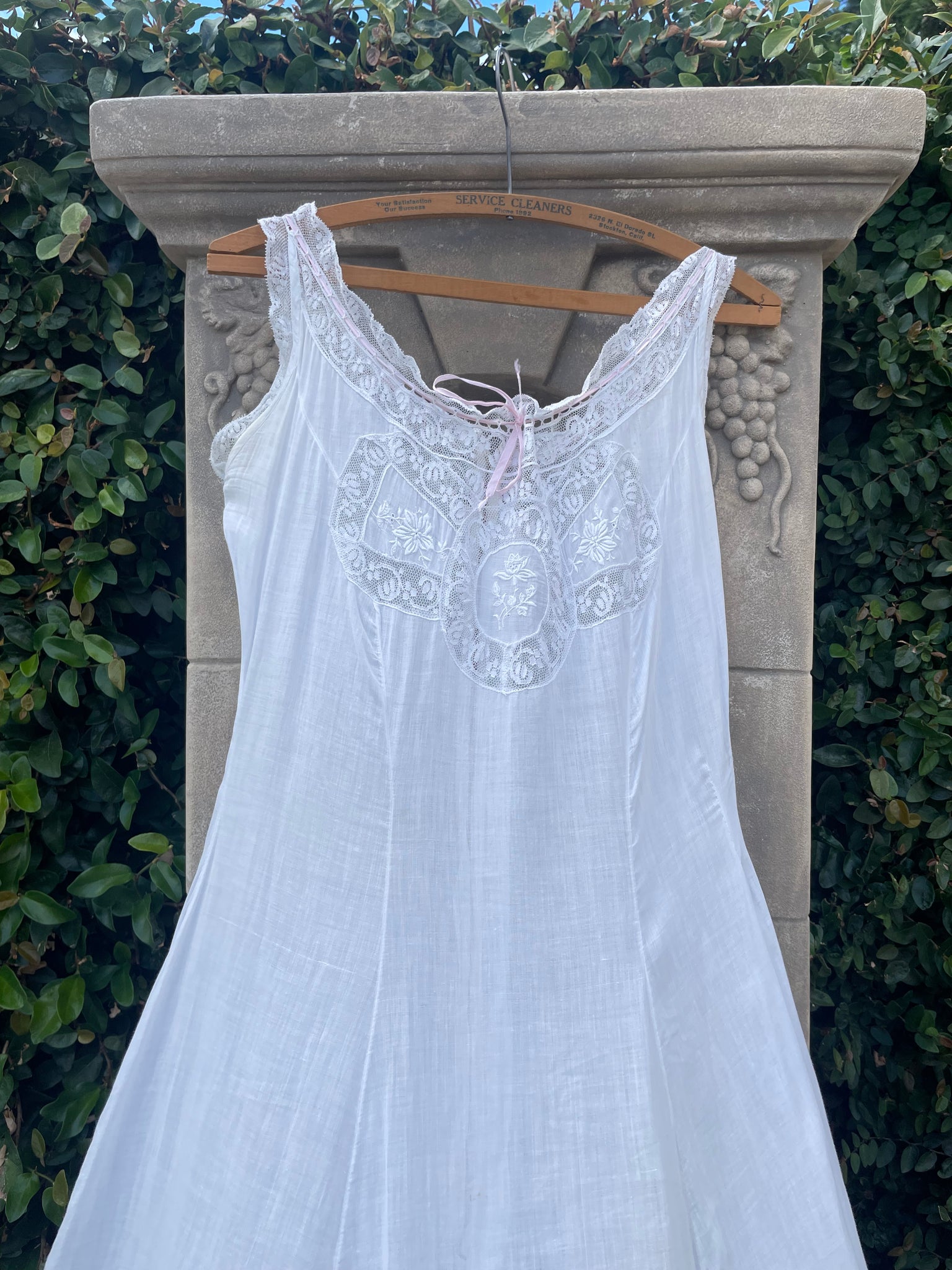 Edwardian Fine Cotton Valenciennes Lace Whitework Dress