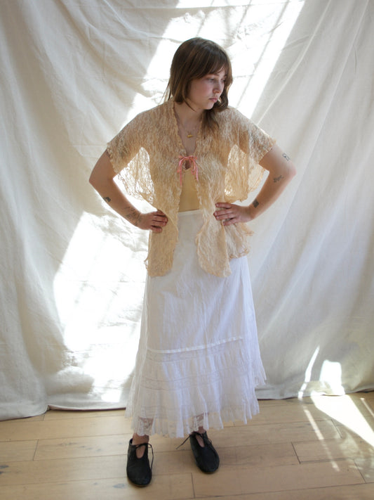 Antique Cotton Valenciennes Lace Petticoat