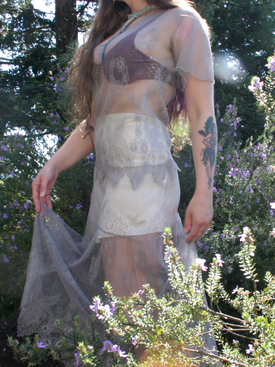 Antique 1920s Pale Lavender Scalloped Lace Dress