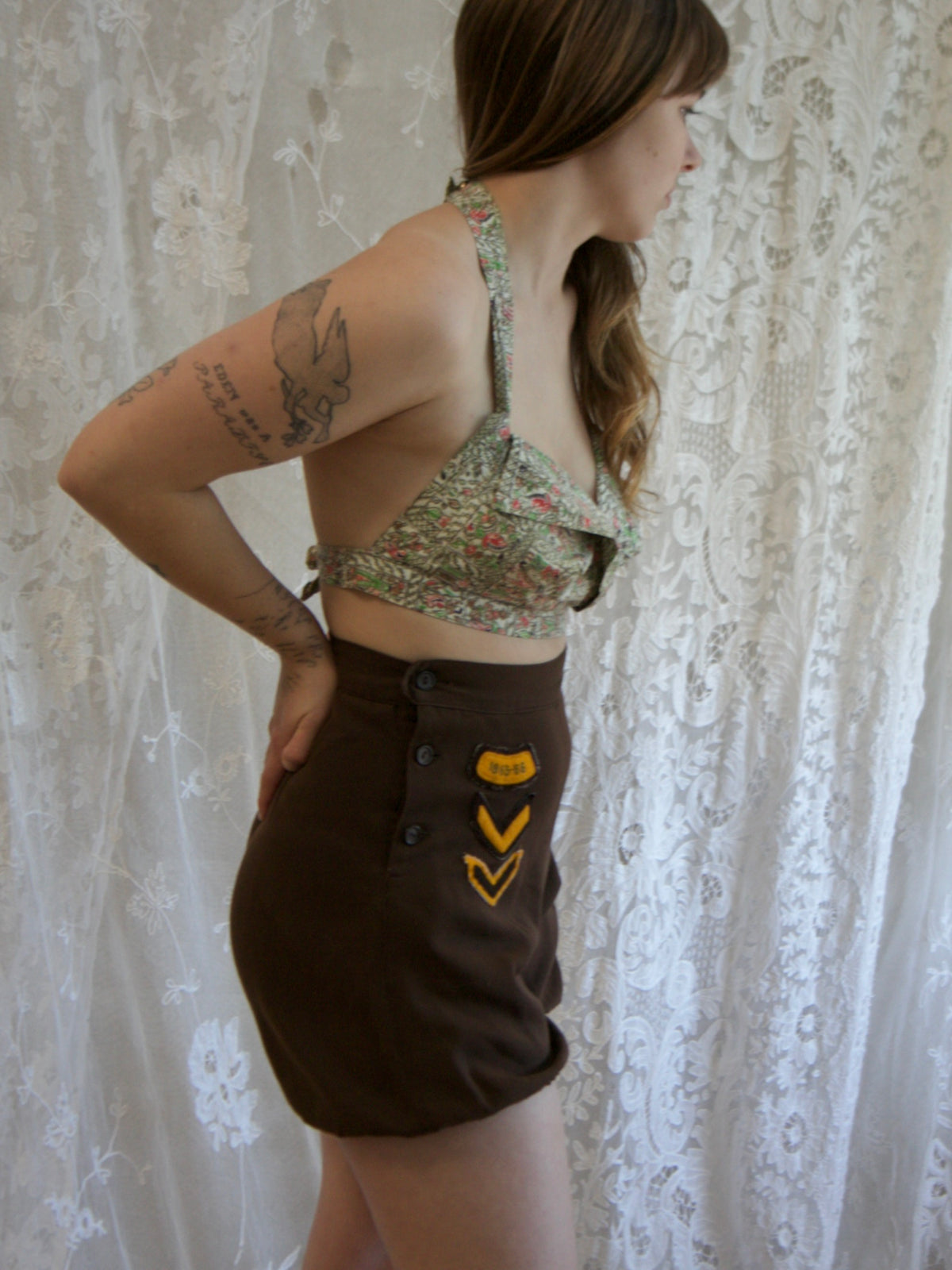 1940s Cotton Playsuit Halter Top