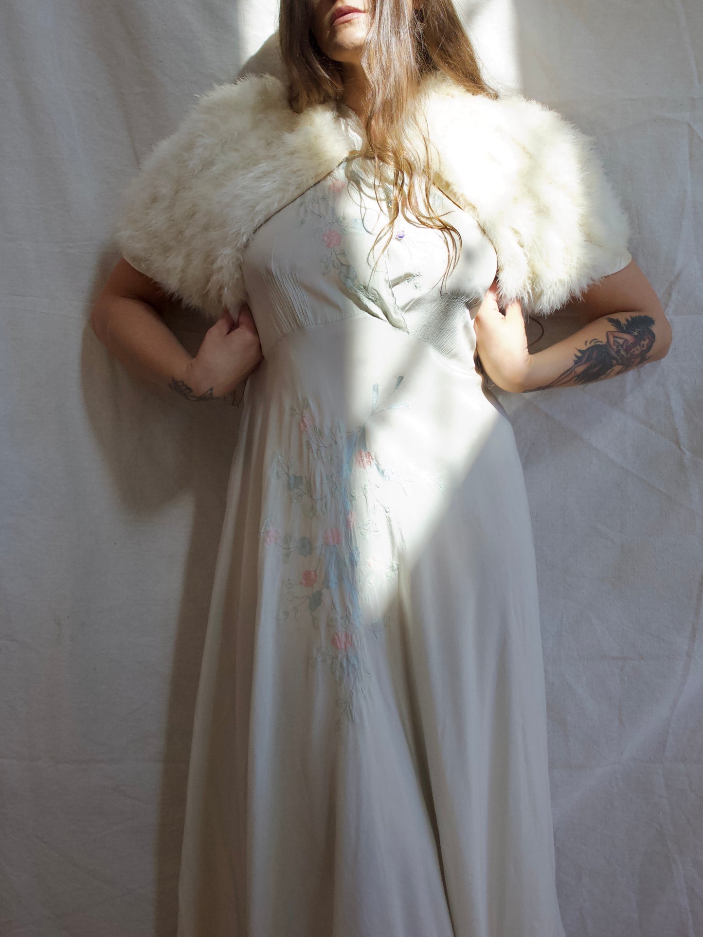 1930s Ivory Marabou Feather Shawl