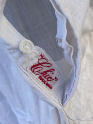 Edwardian Cotton & Silk Tie Lace Yoke Midi Length Dress