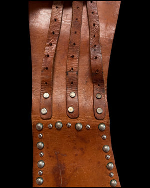 1940s Studded & Jeweled Horseshoe Leather Kidney Belt