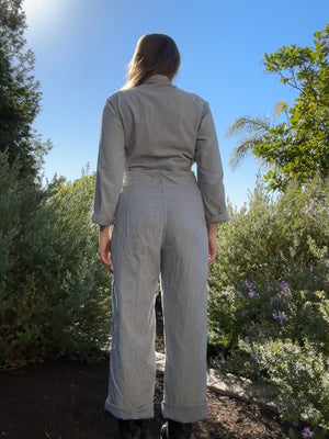 Rare 1940s Women's Railroad Stripe Factory Workwear Coveralls