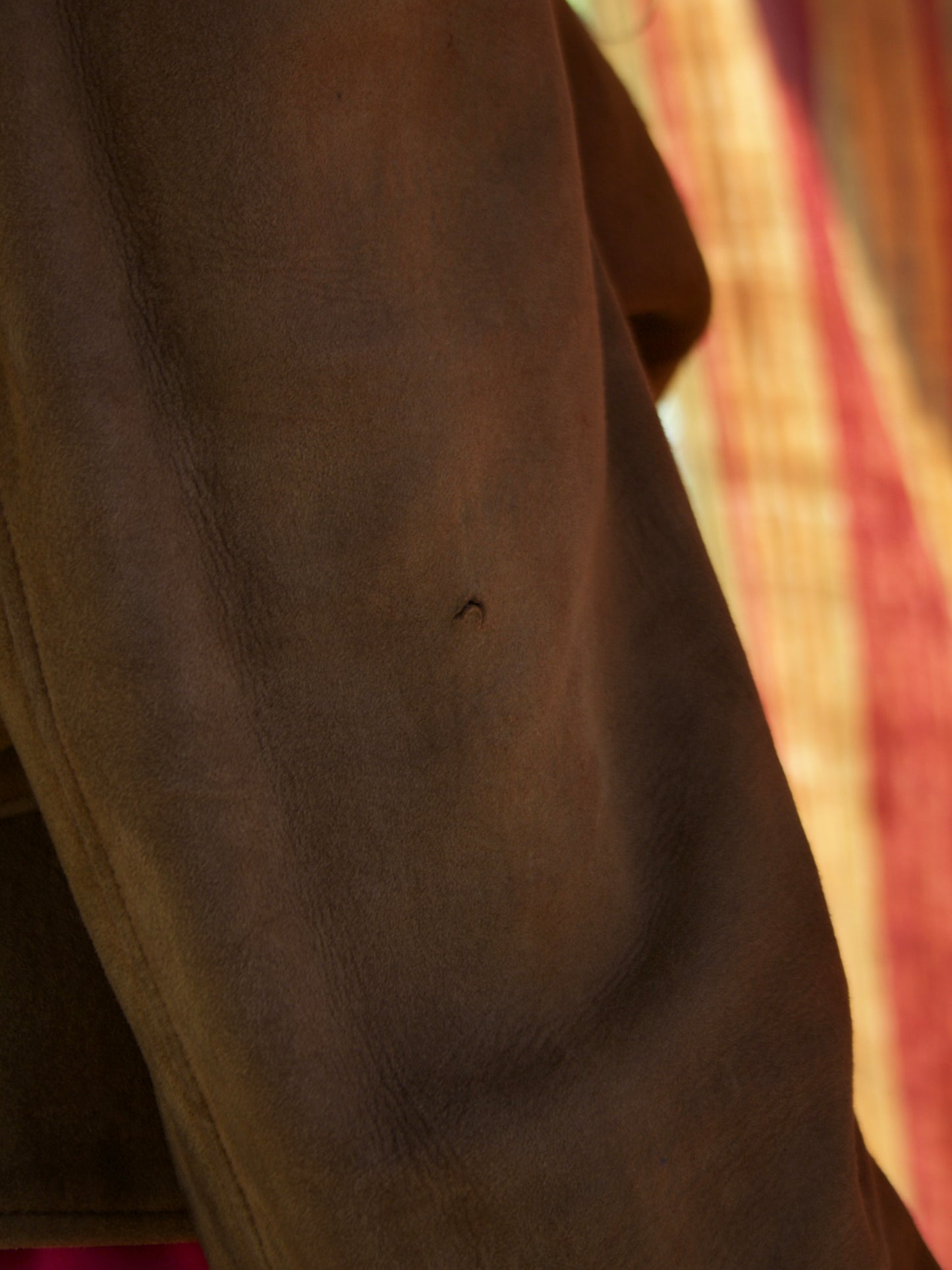 Rare 1940s Suede Puff Sleeve Back Cinch Jacket
