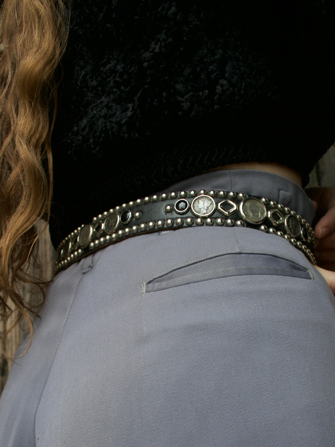 1943 Dated Coin & Studded Leather Biker/Western Belt