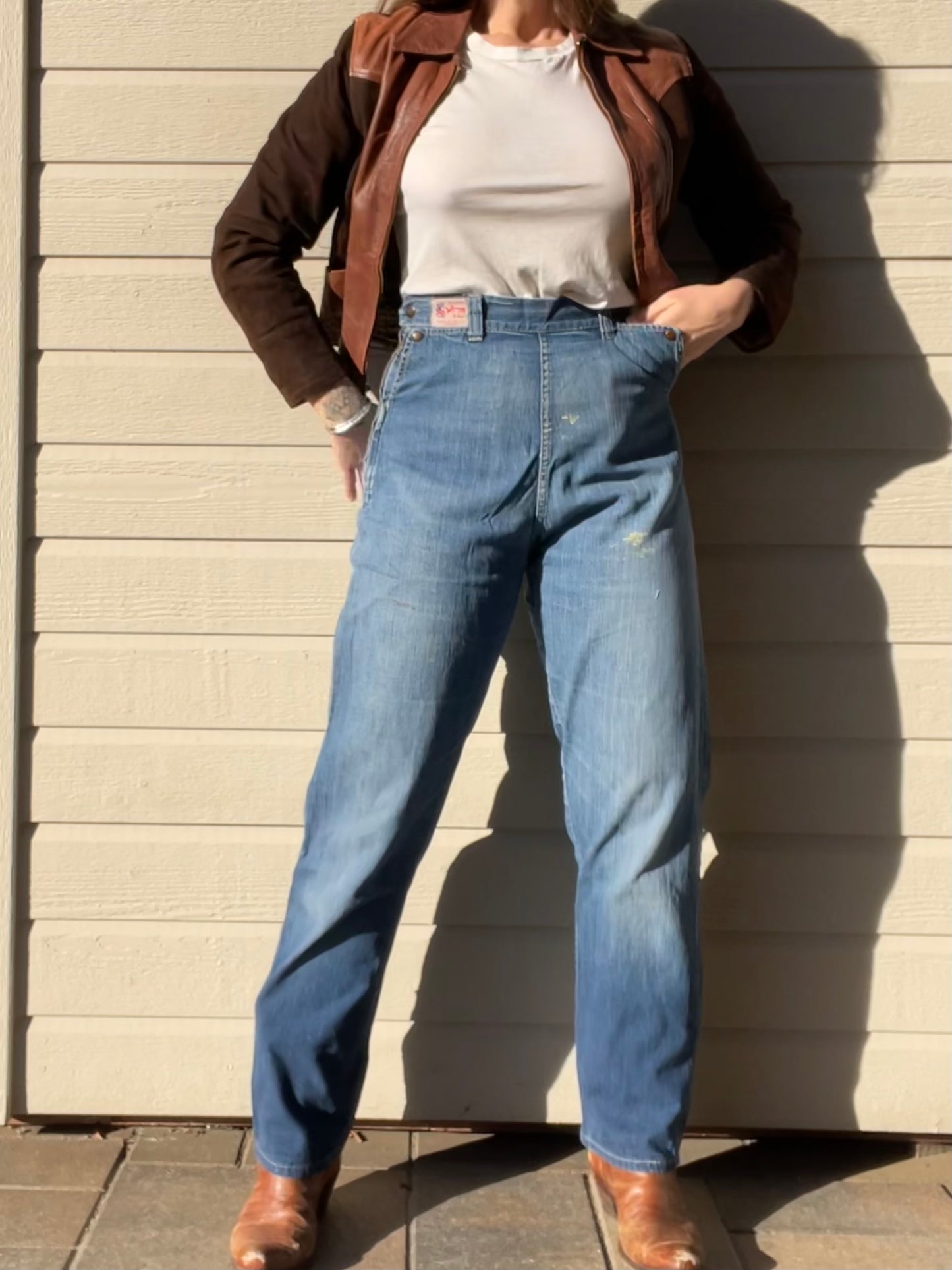 1950s Half Selvedge Western Girl' Side Button/ Zip Denim