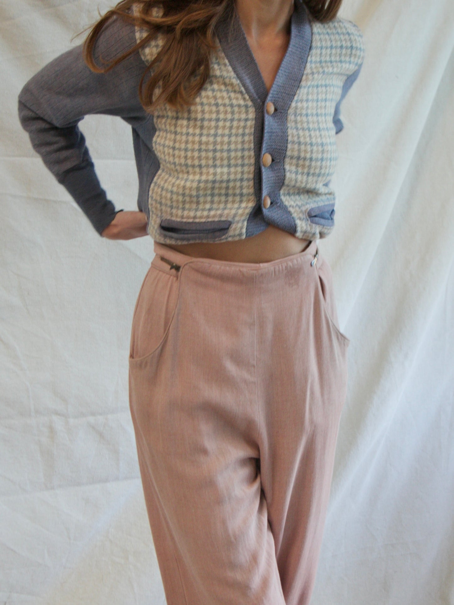 1950s Sliding Zipper Dusty Mauve Gabardine Pants