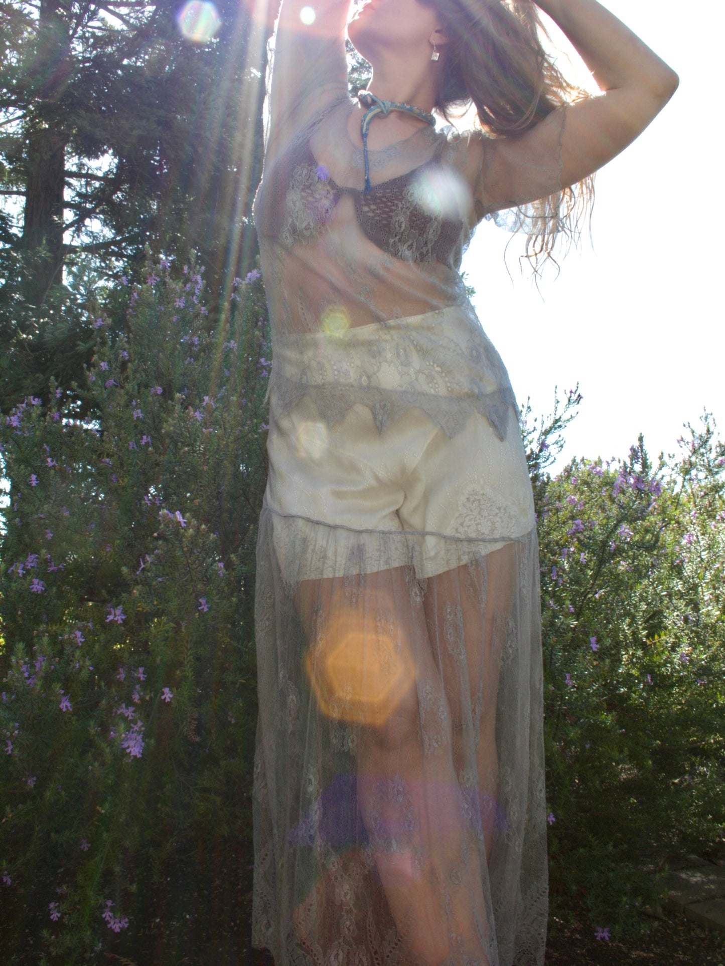 Antique 1920s Pale Lavender Scalloped Lace Dress