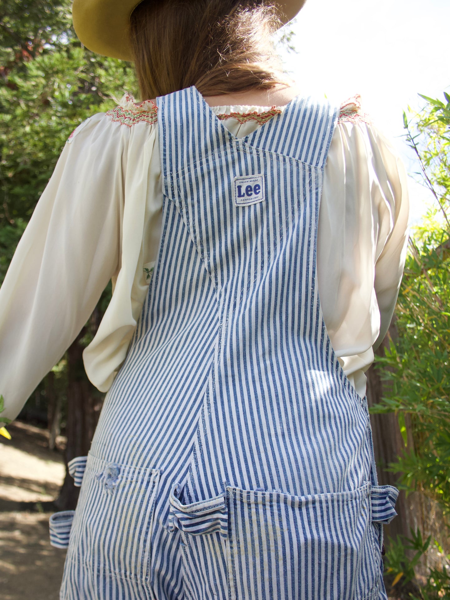 1940s Lee Faded Hickory Stripe Carpenter Workwear Scarecrow Hem Overalls