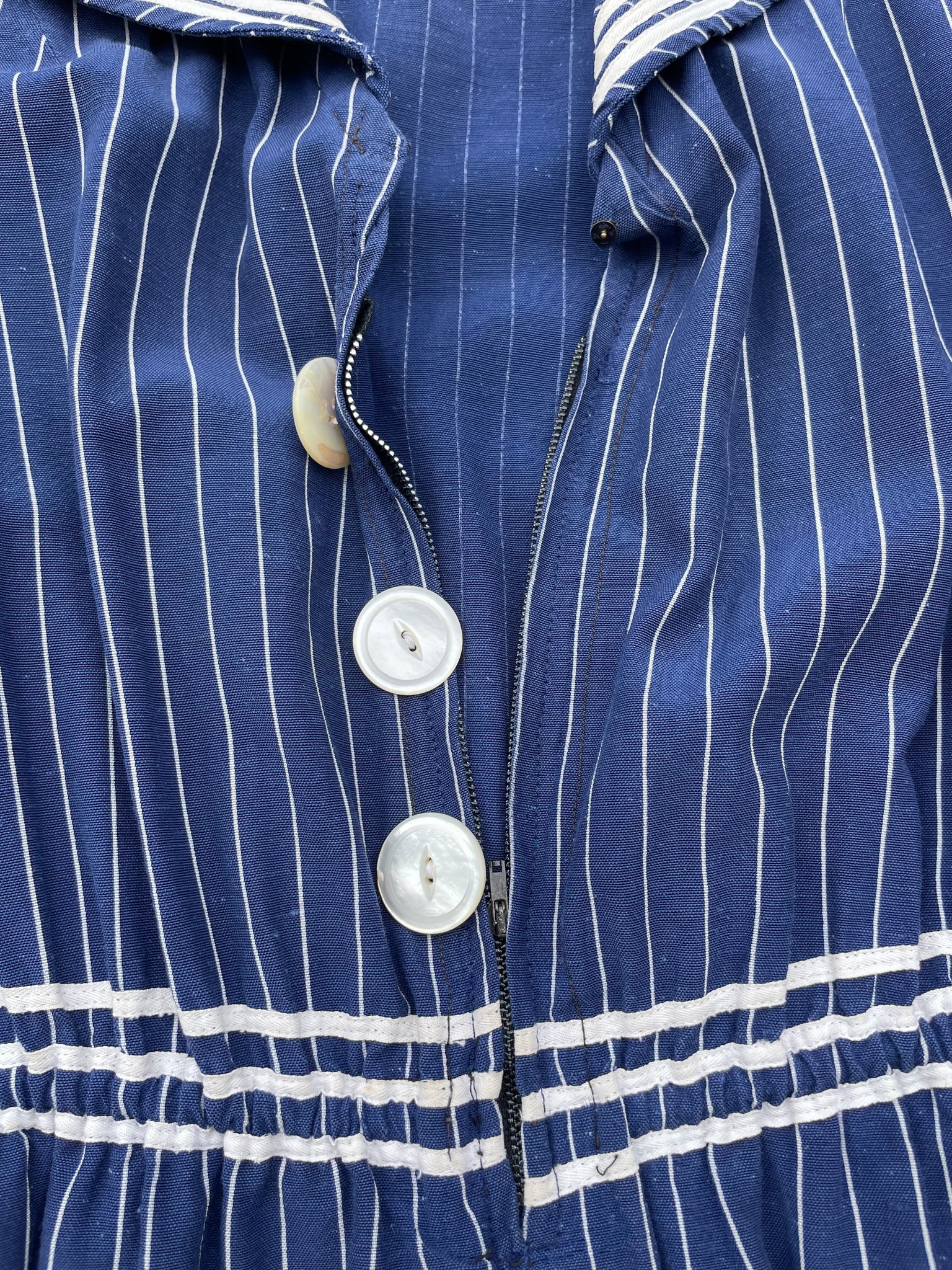 Late 1800s Striped Swimsuit Made Circa 1930s-2 Piece Jumpsuit + Hat