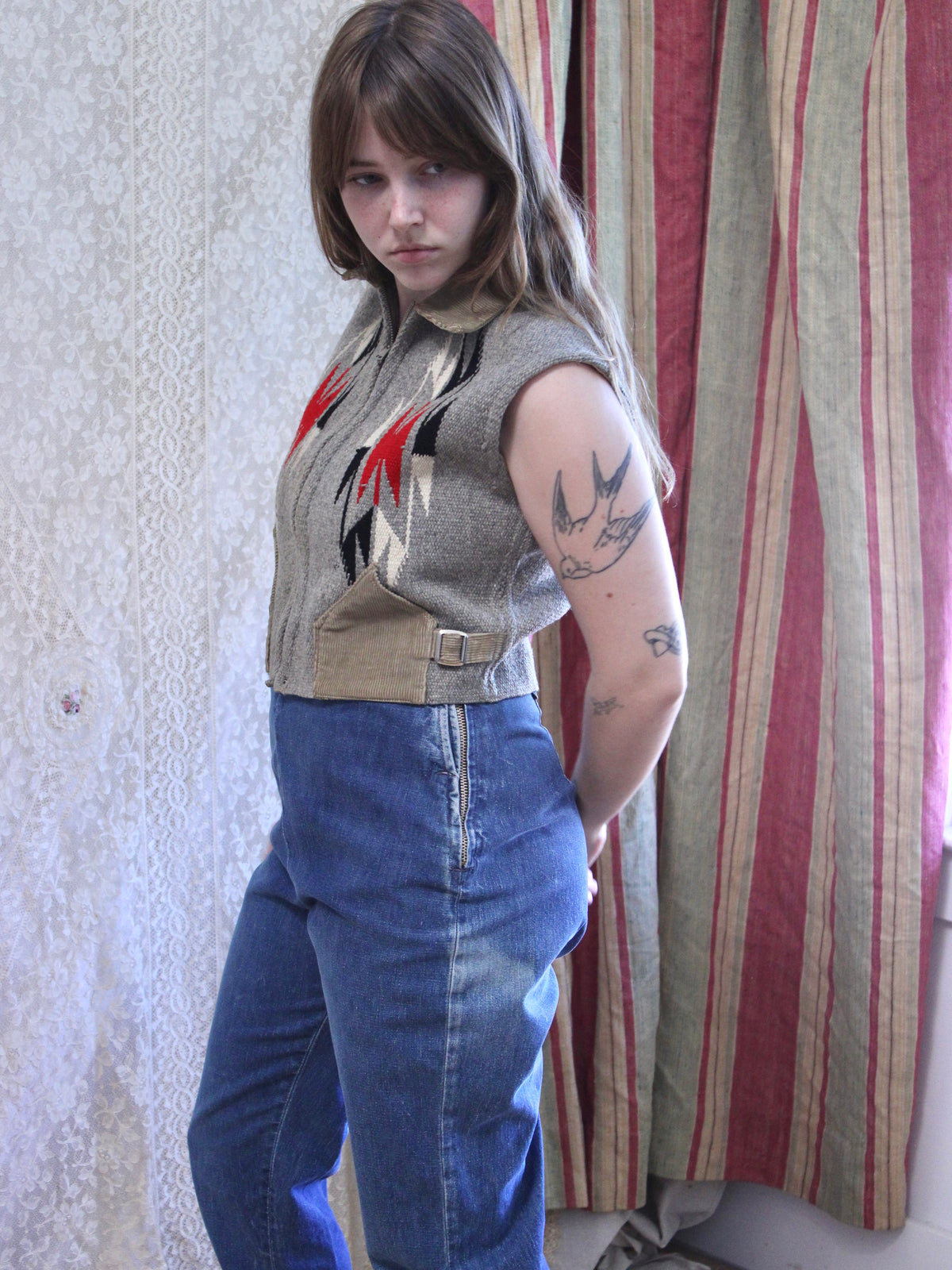 1930s/40s 'CHIMAYO Sport Jacket' Side Cinch Zip Front Cropped Vest