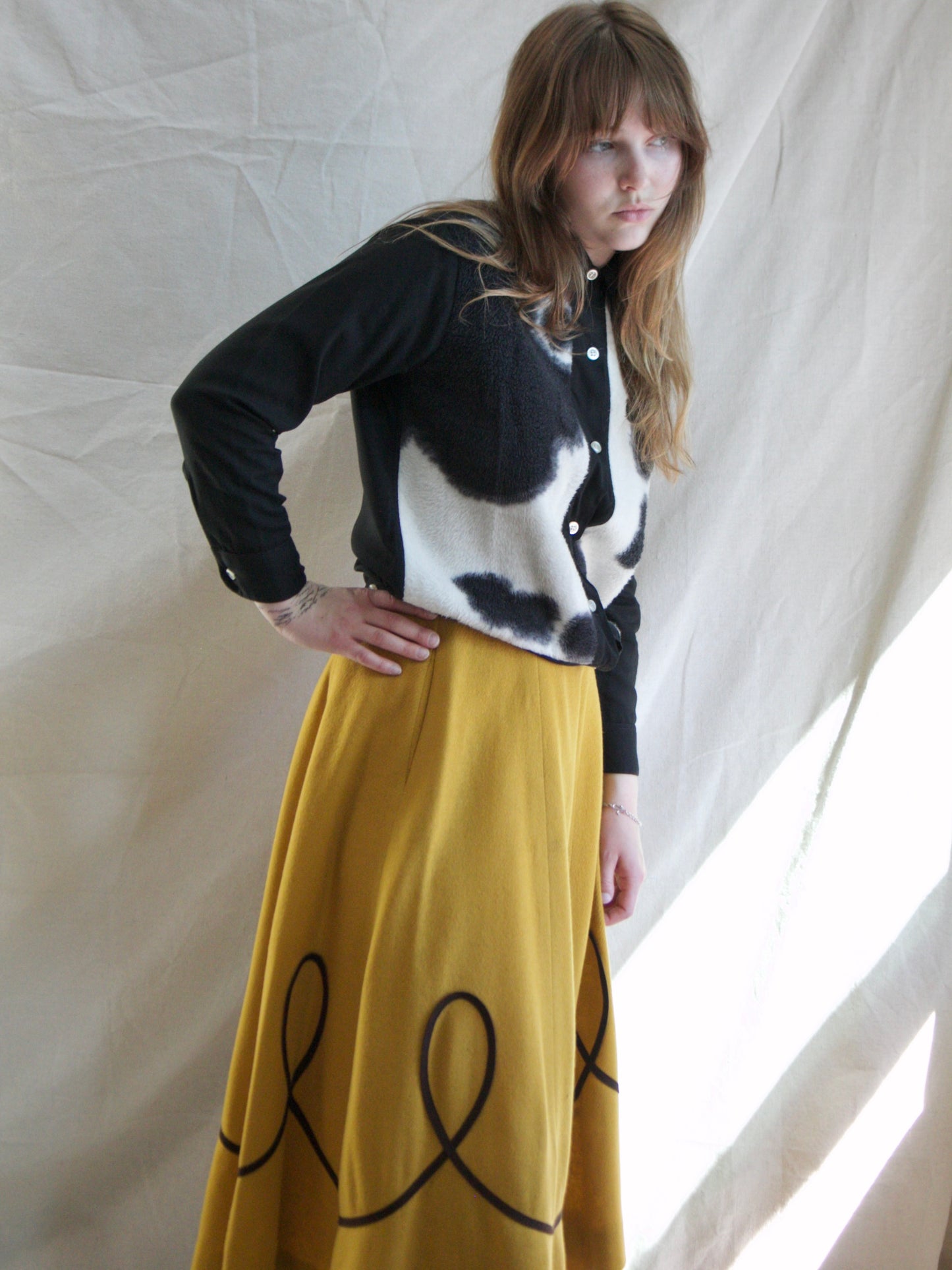 Special 1950s Fuzzy Cow Print Two Tone Shirt