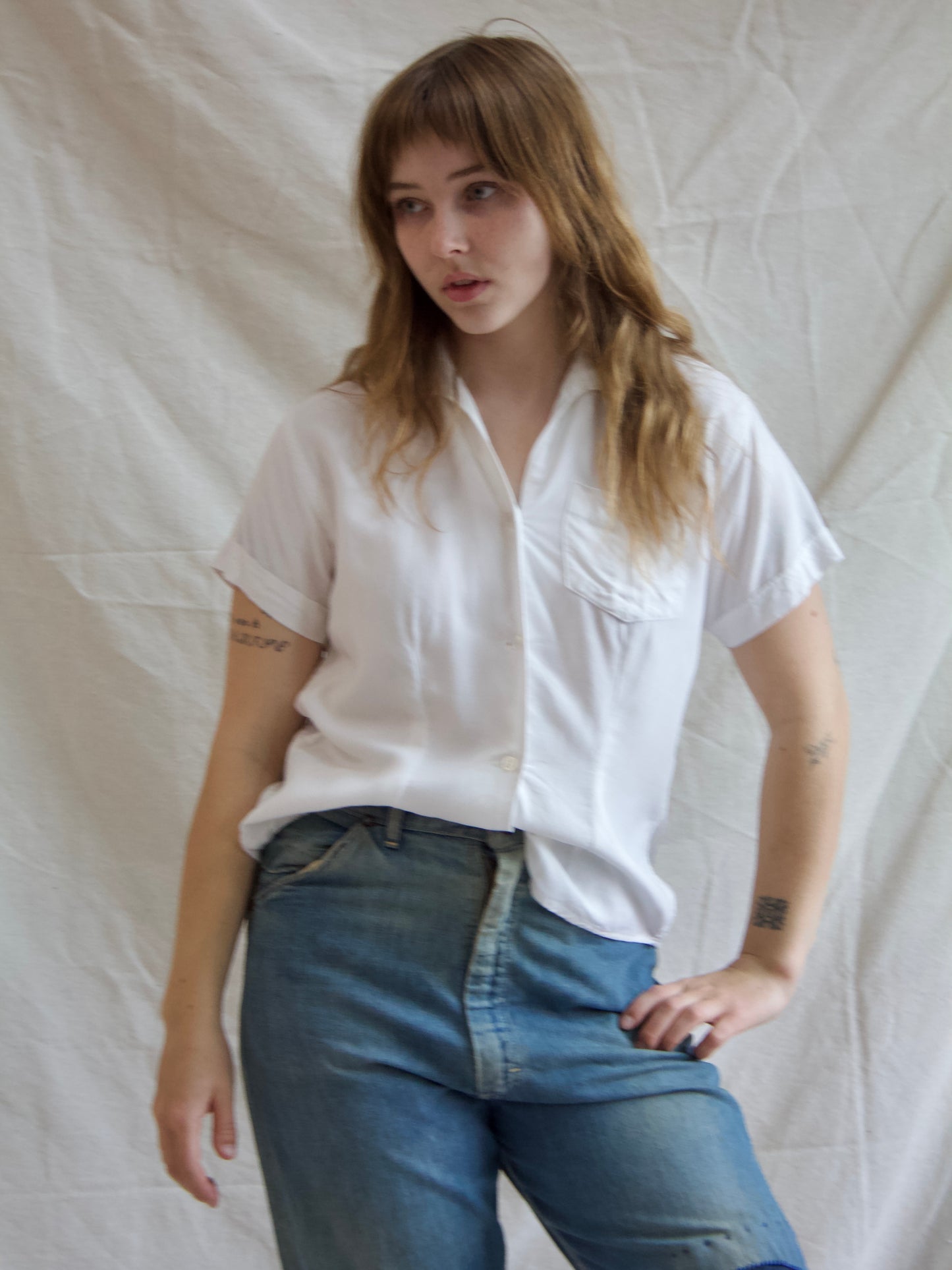 1950s Women's Chain Stitched Gabardine Bowling Shirt