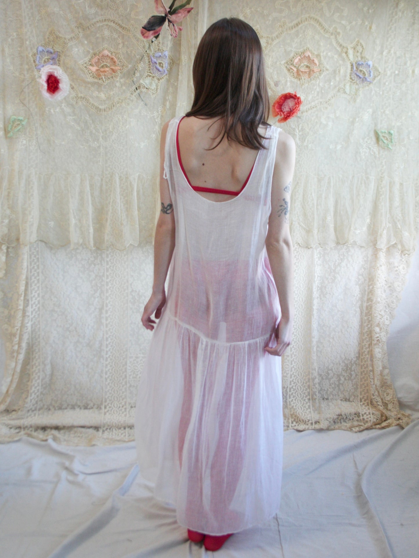 Antique Cotton Gauze Drop Waist Dress