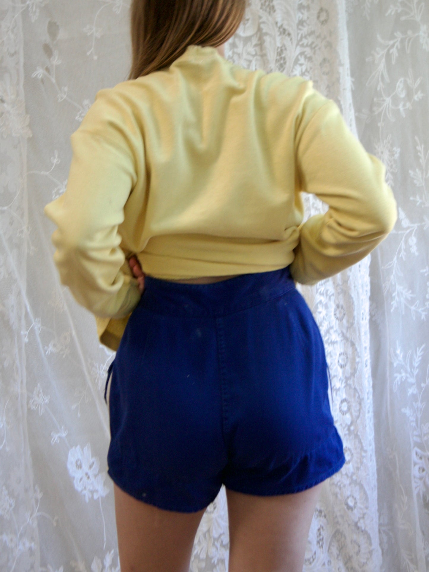 1940s Cotton Twill Fall Front Athletic Shorts