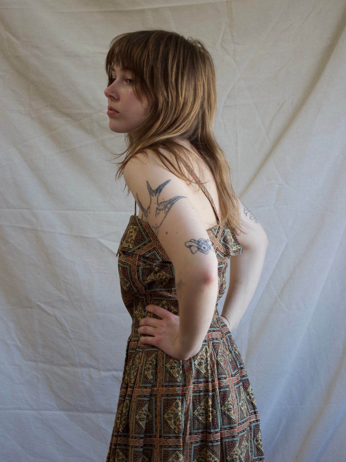 1950s Two Piece Paisley Printed Cotton Sundress + Bolero