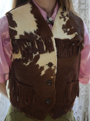 1950s Pony Hair Suede Fringe Western Vest
