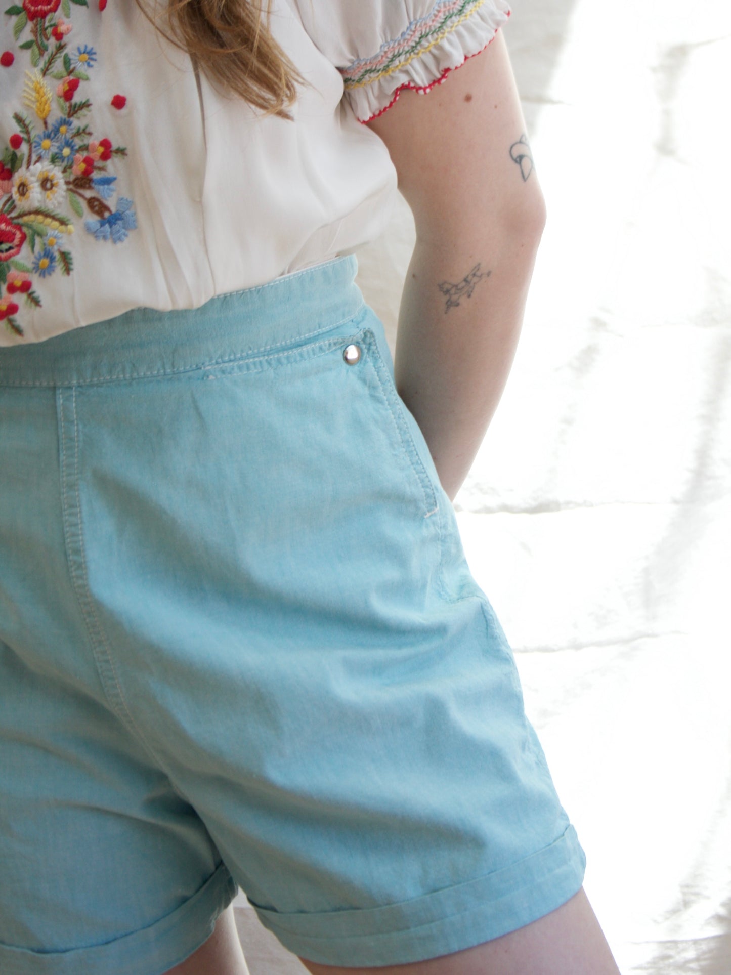 1950s Baby Blue Western Snap Pocket Shorts