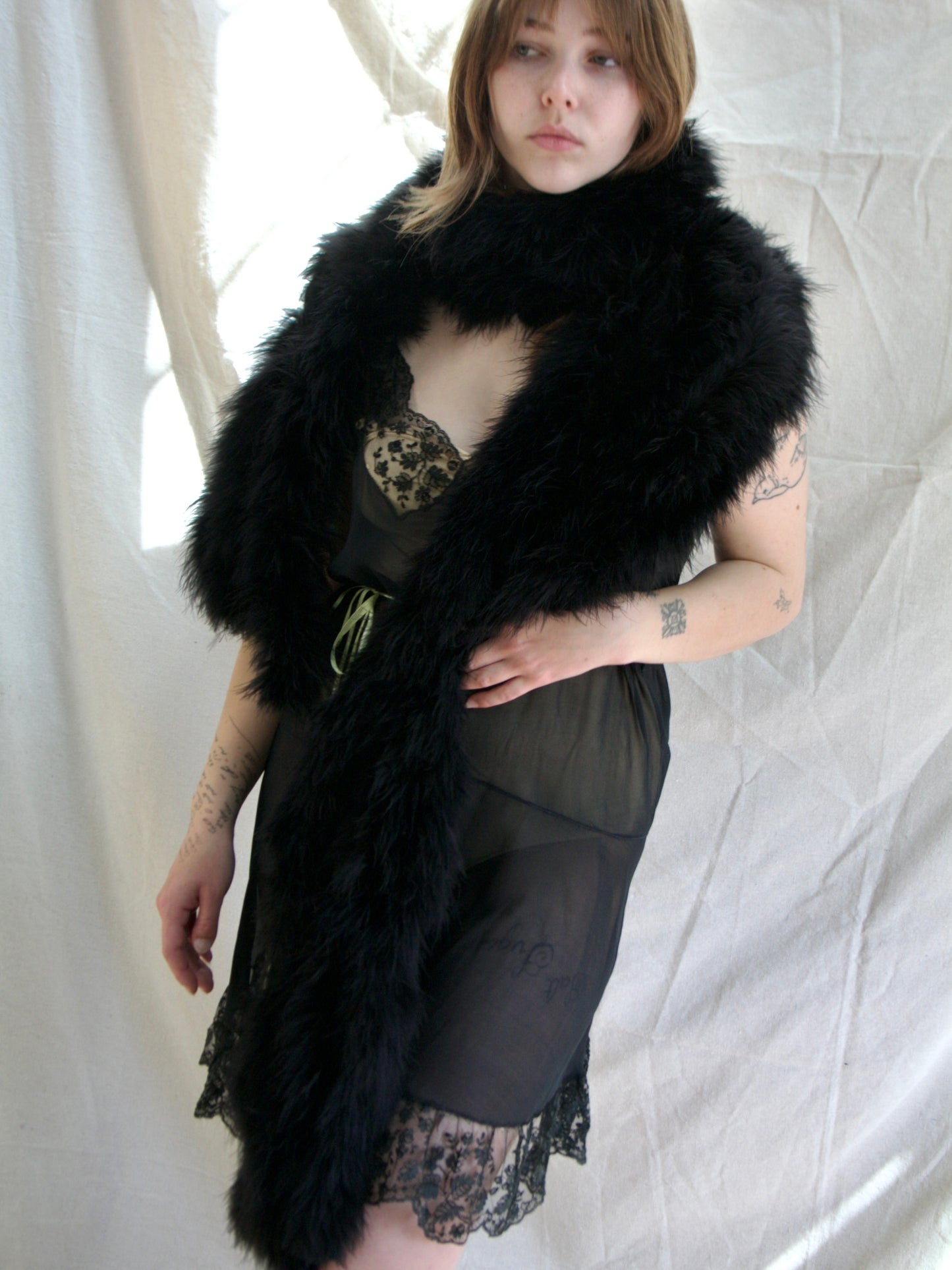 1930s Hollywood Marabou Feather 5-Strand Boa Wrap