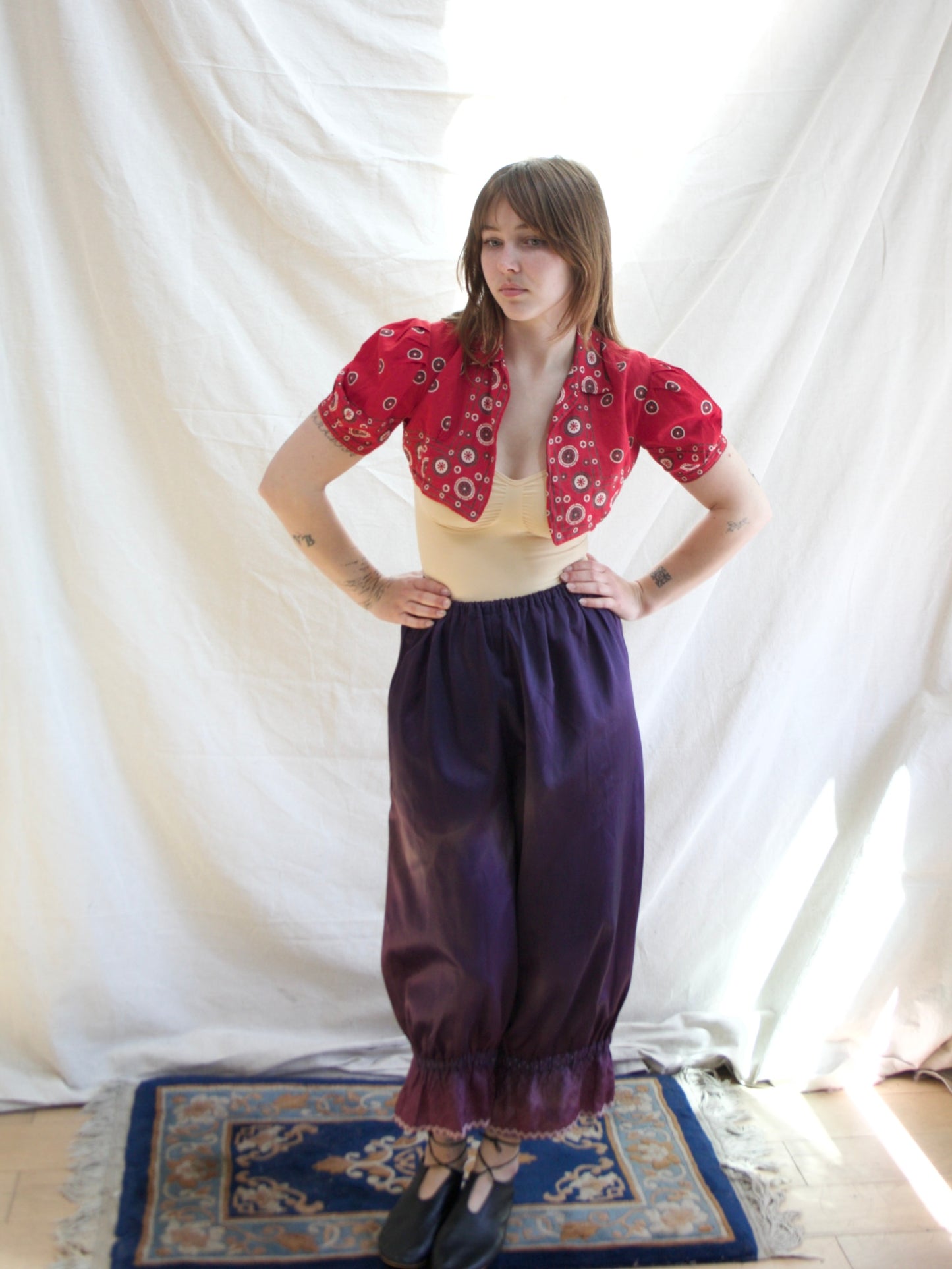 1940s Handmade Bandada Puff Sleeve Bolero Blouse
